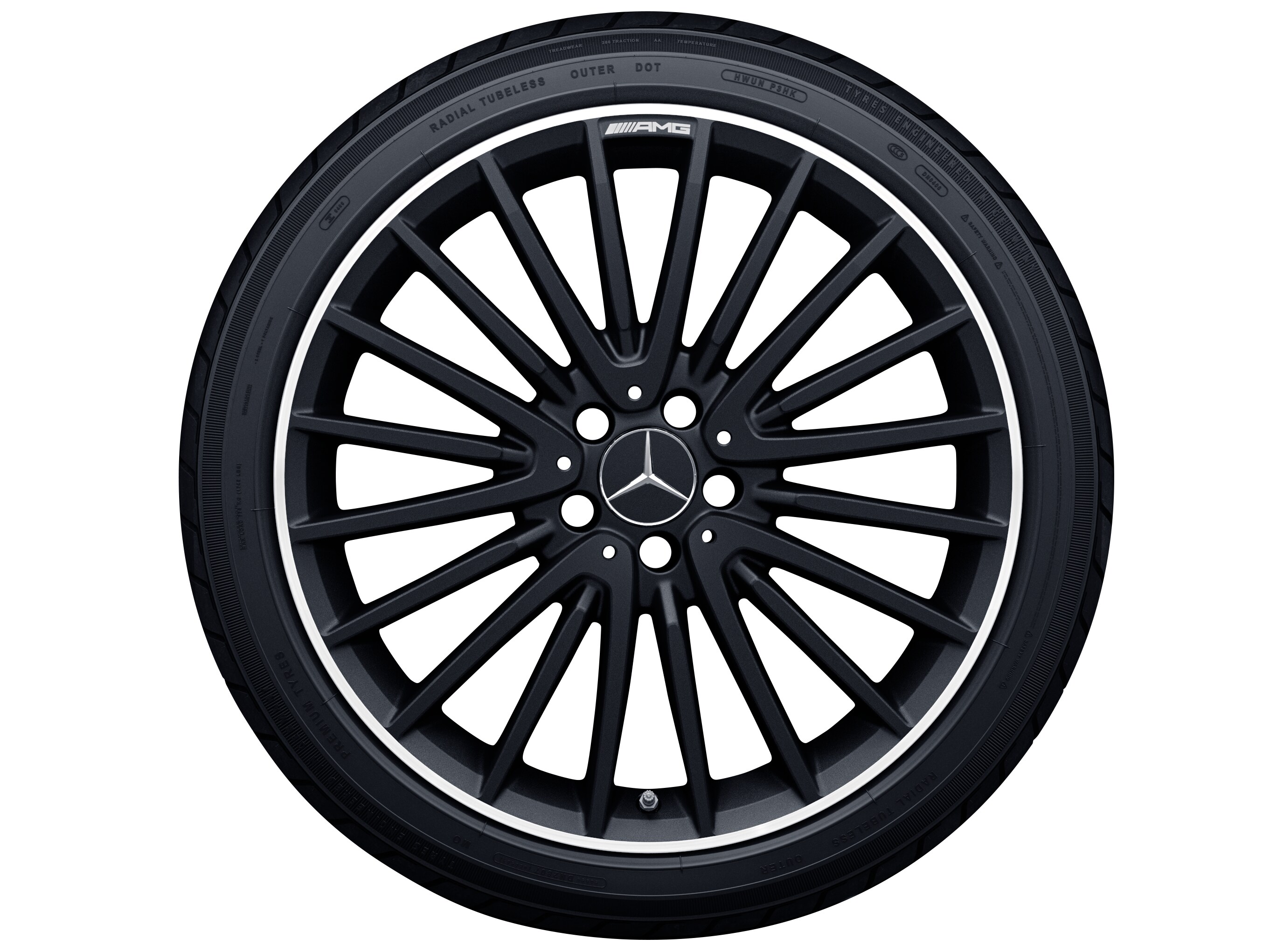 Jante AMG multibranches, 50,8 cm (20 pouces), Rebord de jante, brillant - 8 J x 20 ET 43,5, noir mat, finition brillante