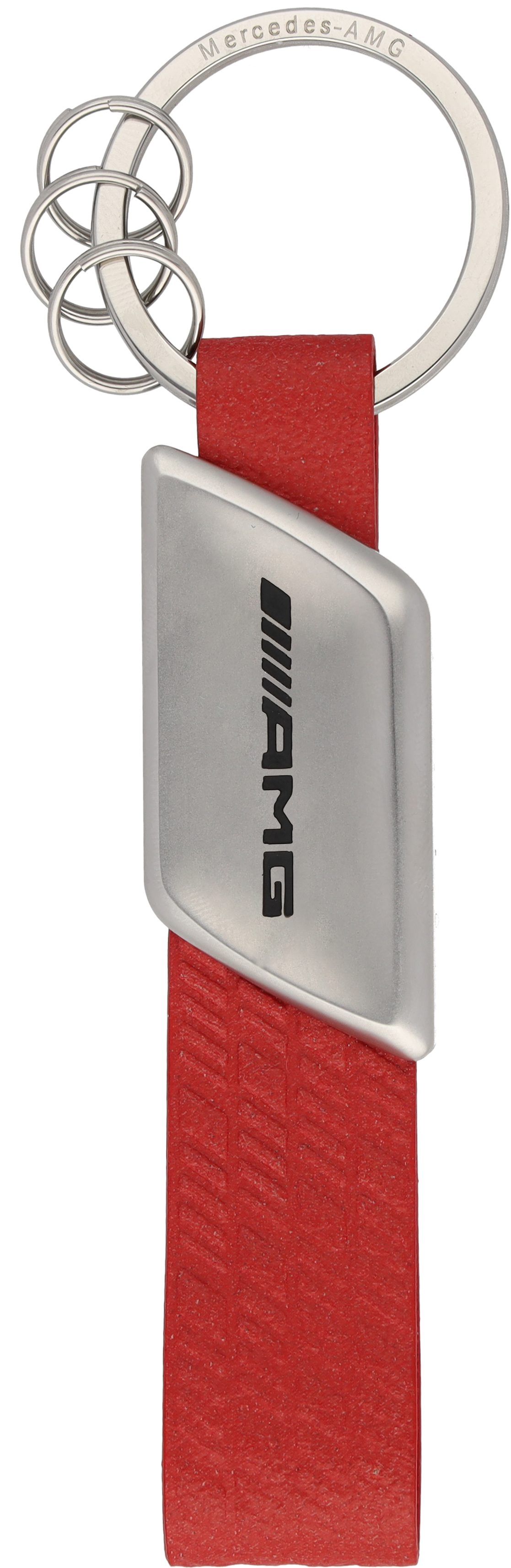 Porte-clés AMG - rouge / argenté, Acier inoxydable / Cuir de pomme (végan)