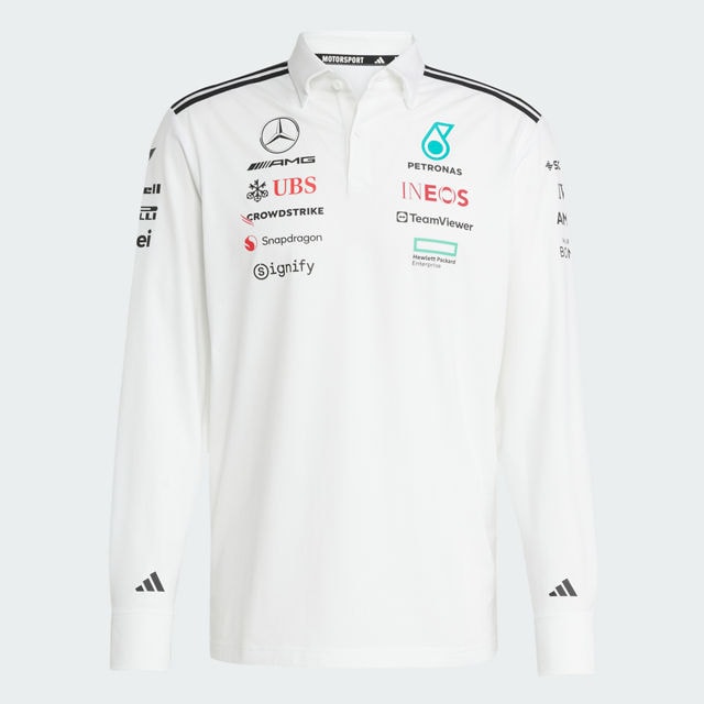 Polo à manches longues homme, Écurie, Mercedes-AMG F1 - blanc, M