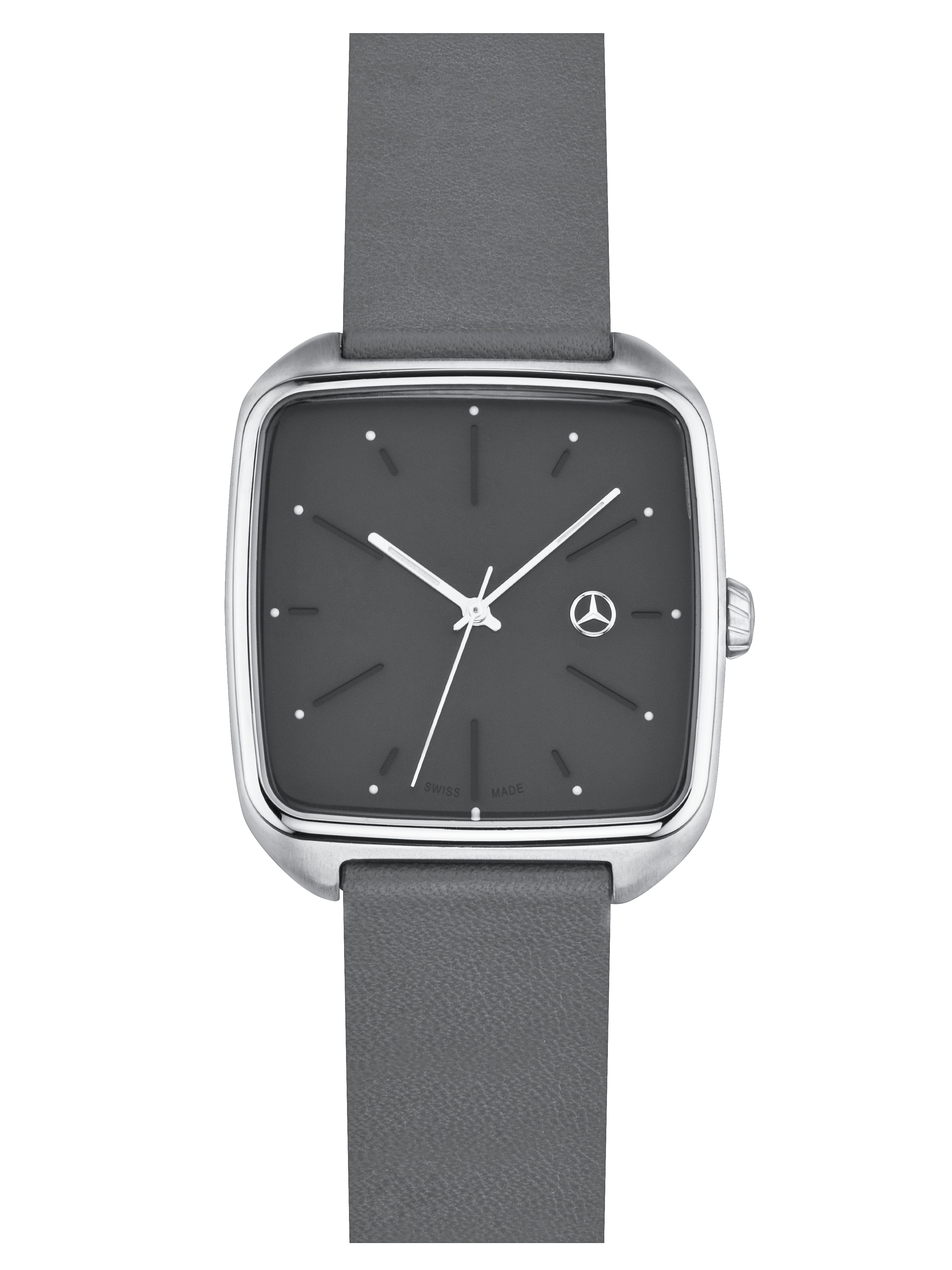 Armbanduhr Herren, Modern - anthrazit / silberfarben / schwarz, Edelstahl / Kalbsleder