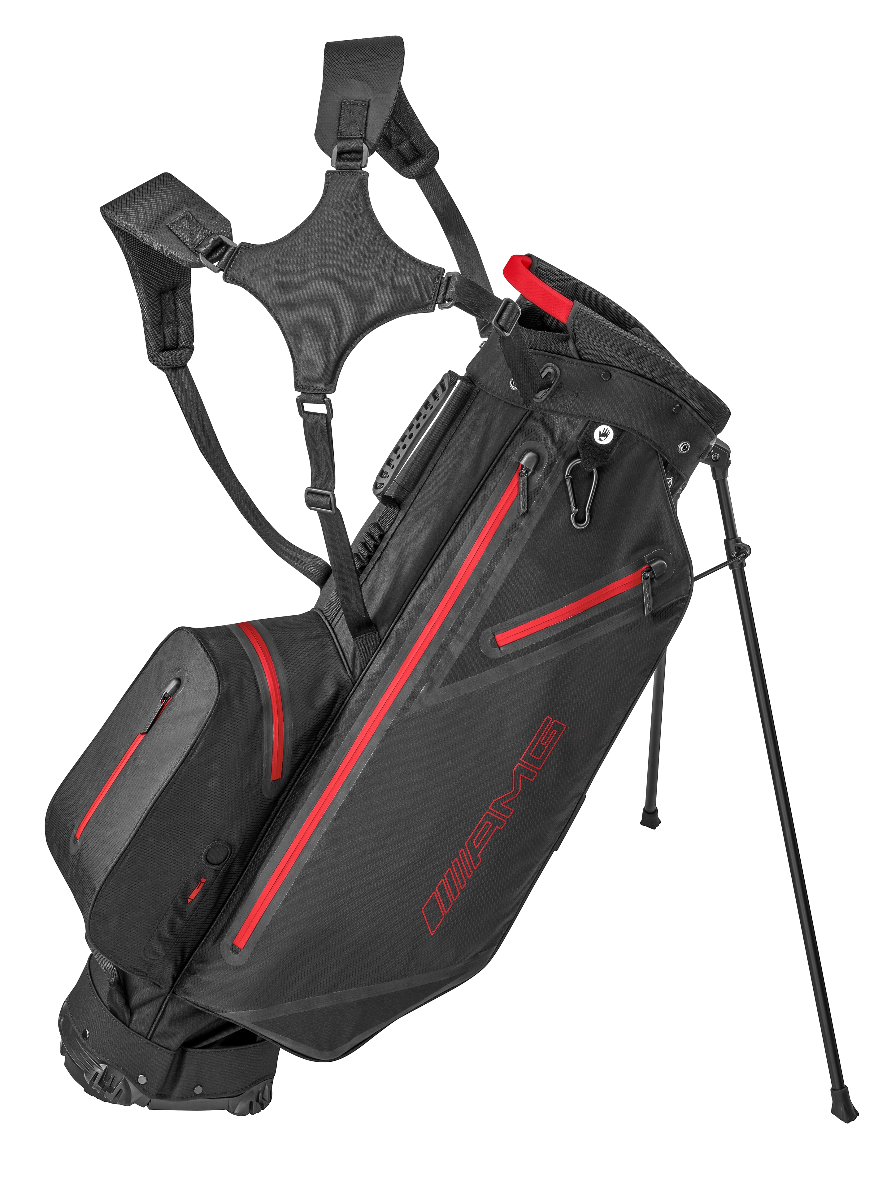 Sac de golf à béquille AMG - noir / rouge, Polyamide