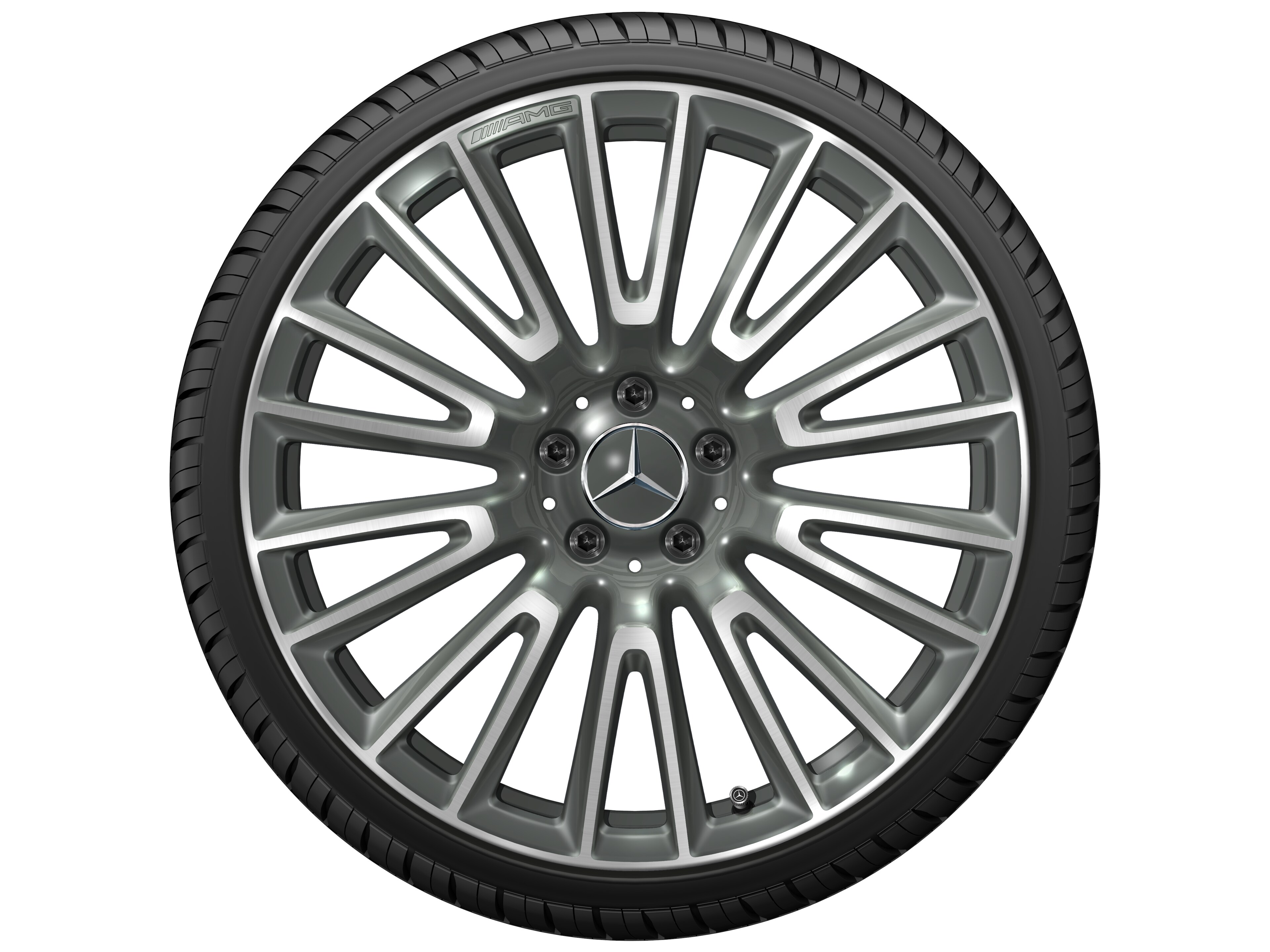 Jante alliage AMG, Design à 10 doubles branches, 50,8 cm (20 pouces) - 10,5 J x 20 ET 43, gris Himalaya, finition brillante