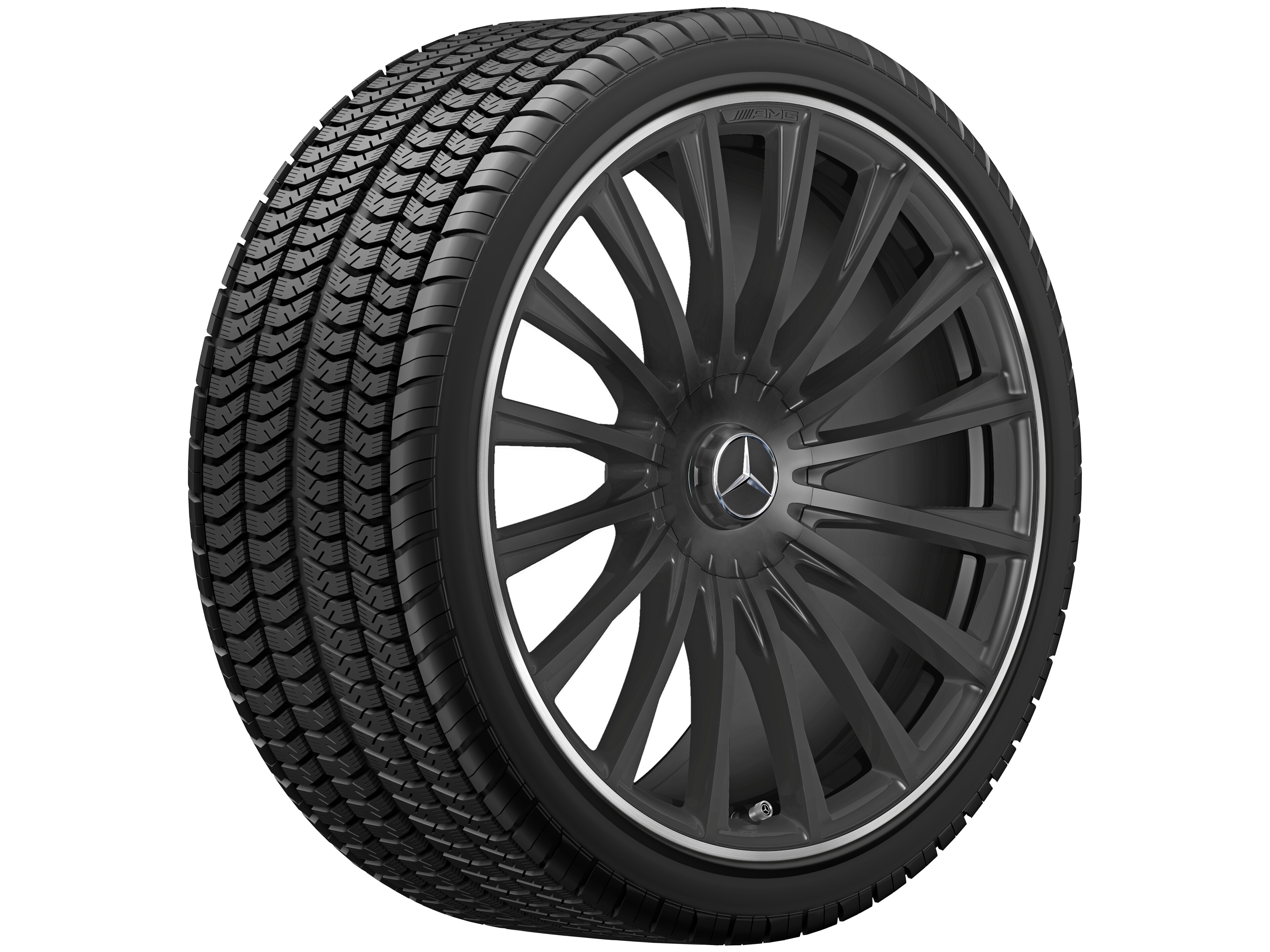Jante forgée AMG multibranches, 53,3 cm (21 pouces), Rebord de jante, brillant - 10,5 J x 21 ET 50, noir mat, Rebord de jante, brillant