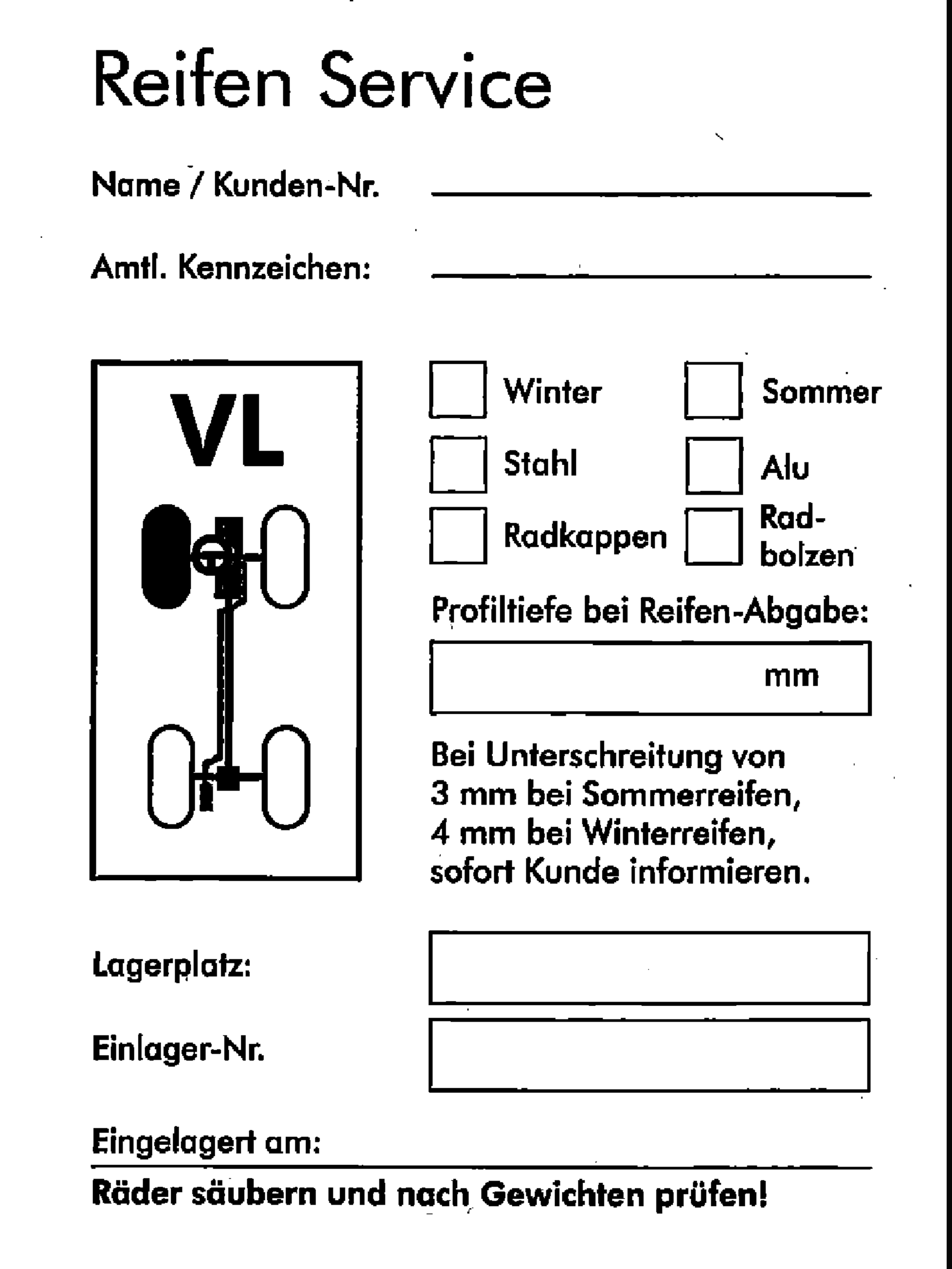 Étiquettes pour l'entreposage des pneus - Papier