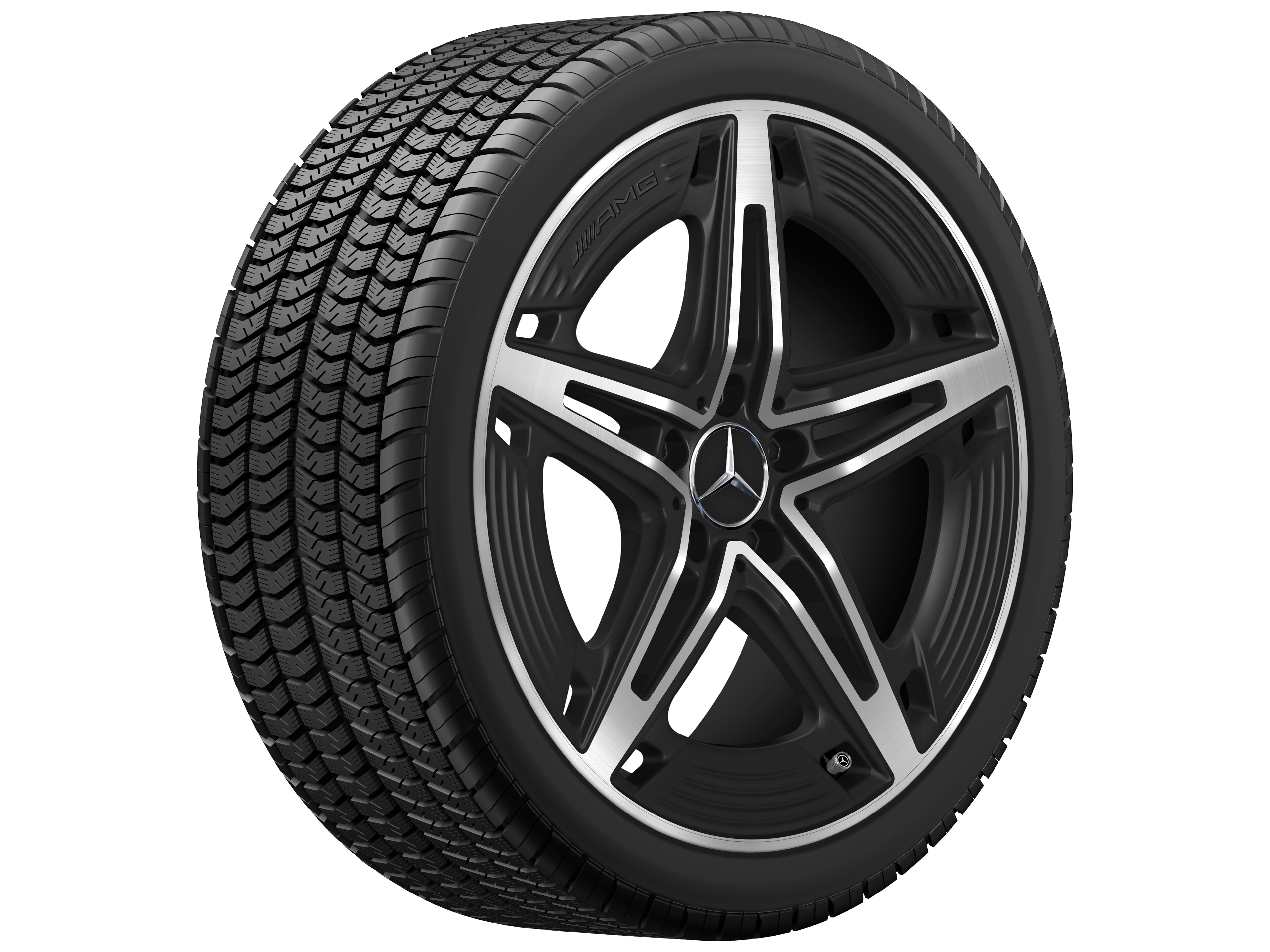 Jante AMG à 5 branches, 48,3 cm (19 pouces) - 8,5 J x 19 ET 55,2, noir mat, finition brillante