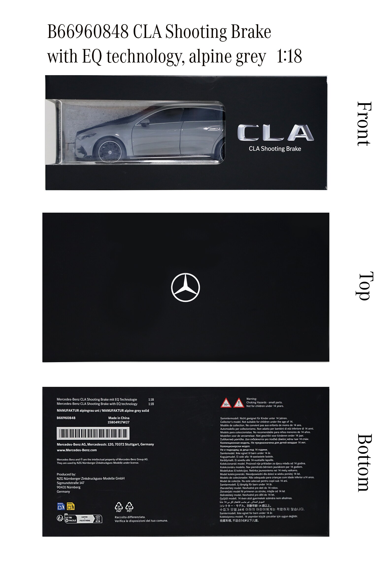 CLA, Shooting Brake, X174 - MANUFAKTUR gris alpin standard, NZG, 1:18