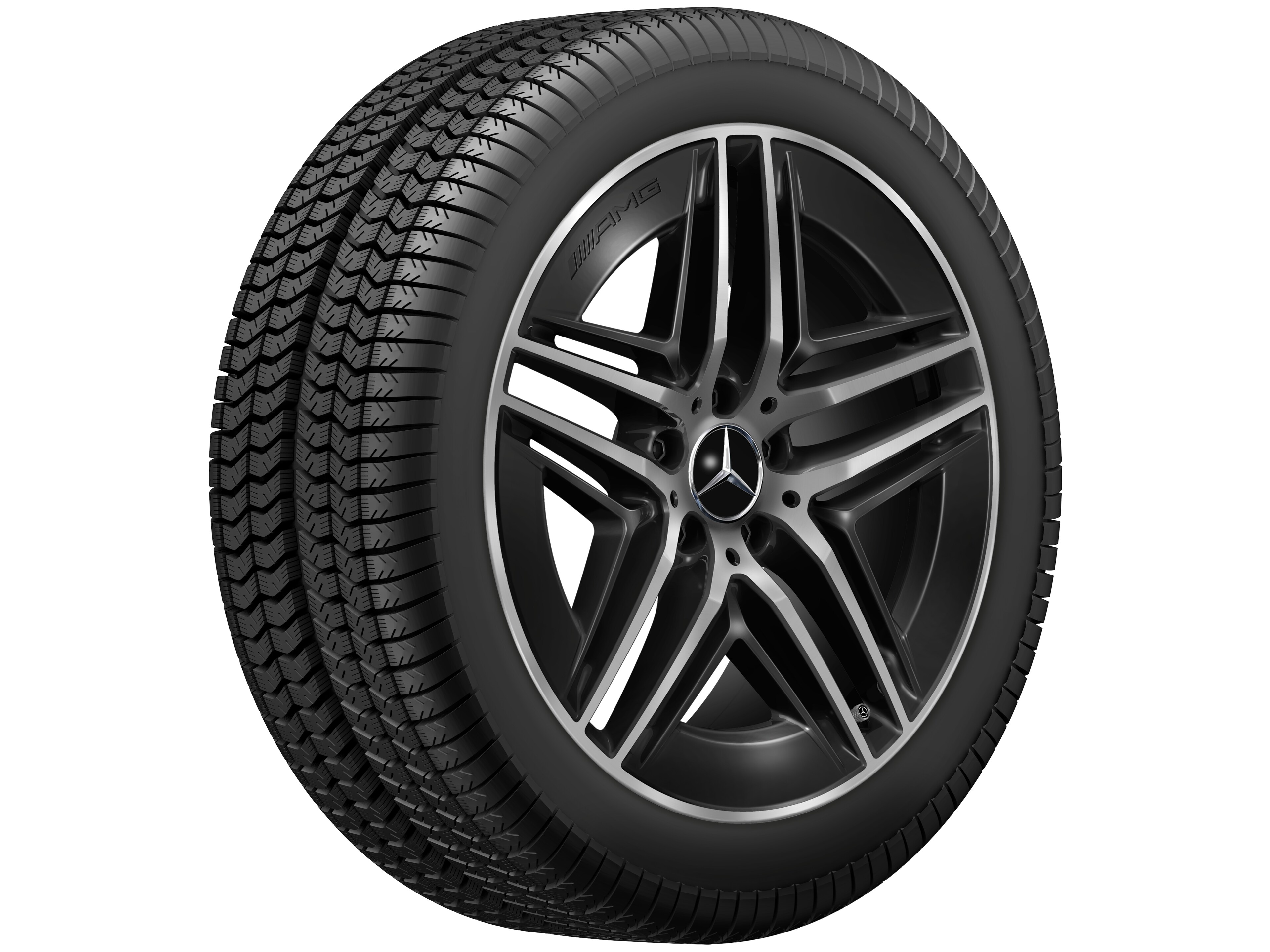 Jante alliage AMG, Design à 5 doubles branches, 48,3 cm (19 pouces) - 8 J x 19 ET 52, noir, finition brillante
