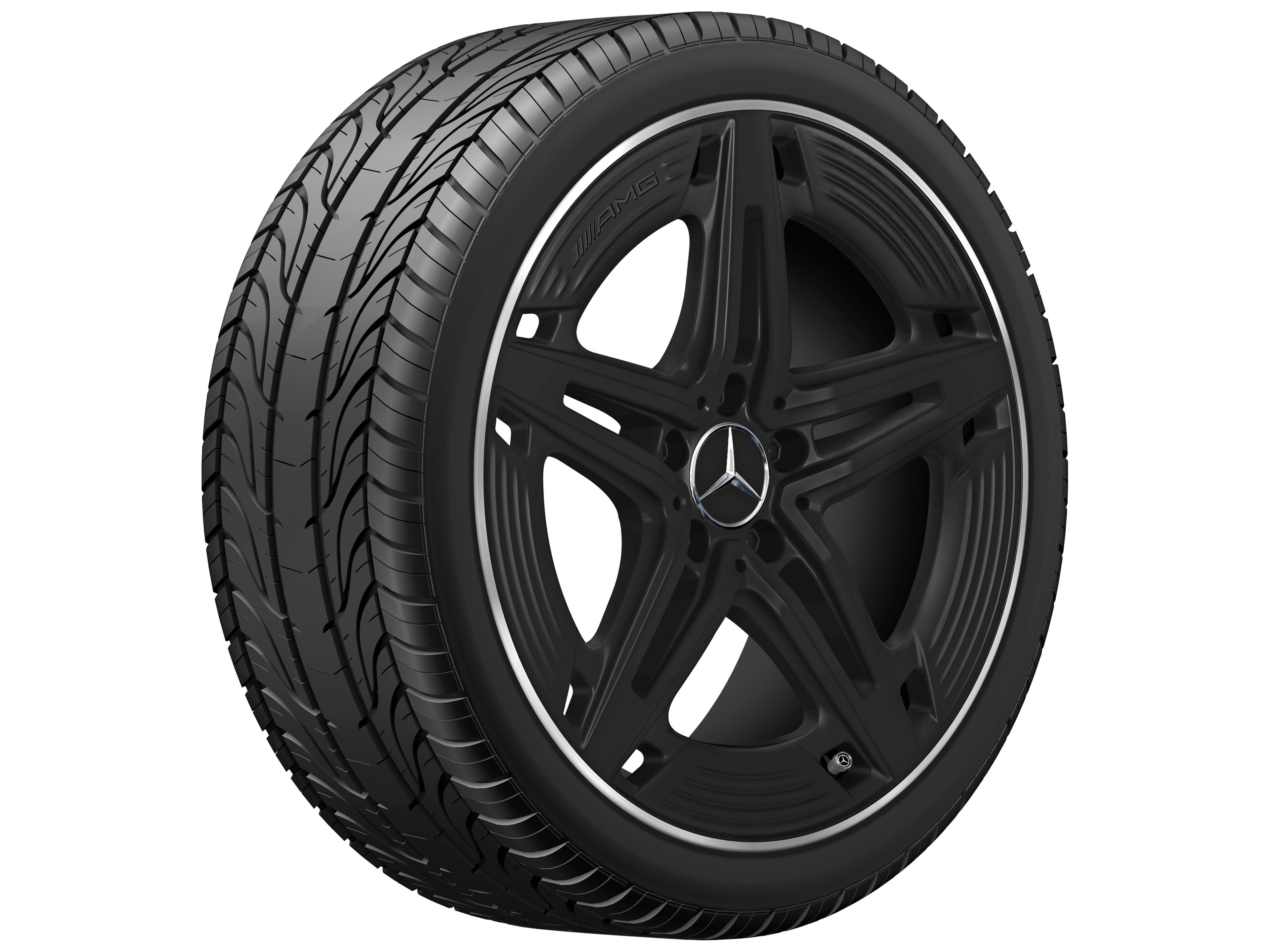 Jante AMG à 5 branches, 48,3 cm (19 pouces) - 9 J x 19 ET 52, noir, finition brillante