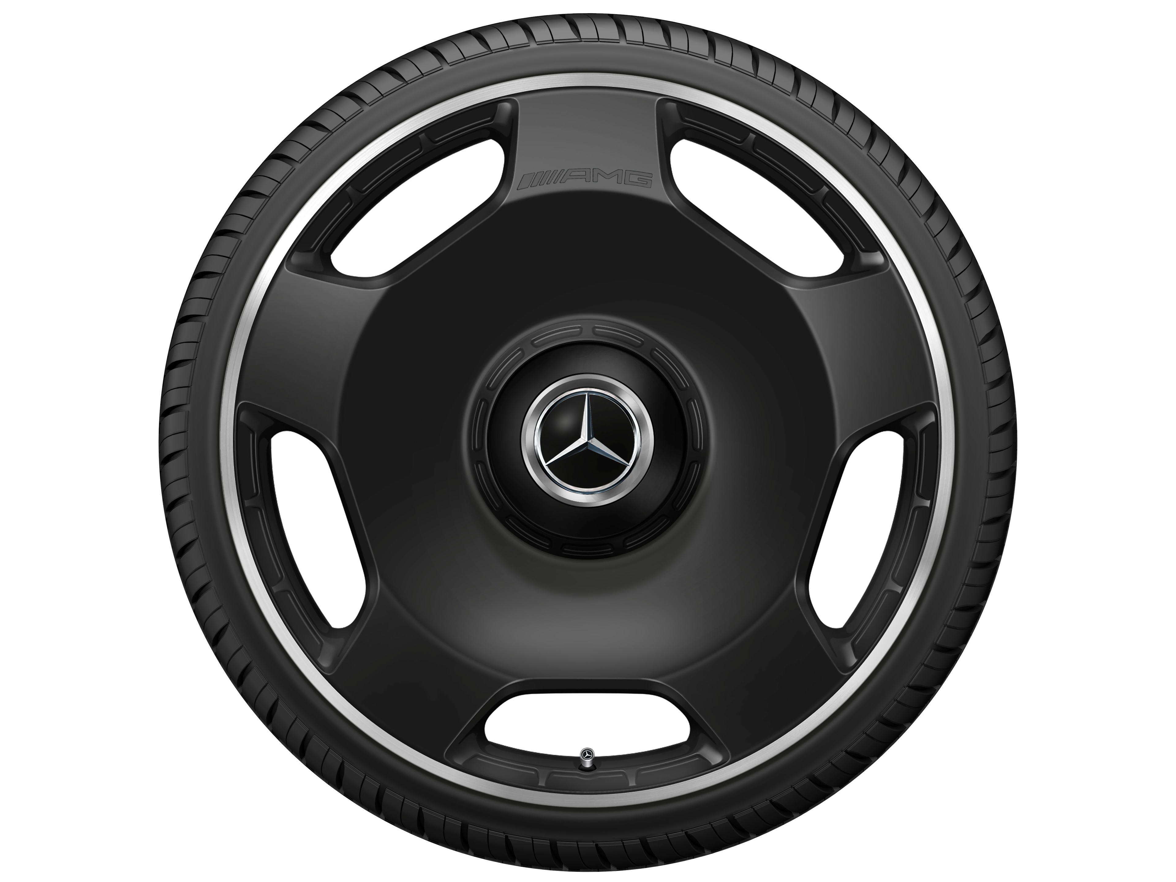 Jante forgée AMG Design 5 trous, 58,4 cm (23 pouces), Rebord de jante, brillant - 10 J x 23 ET 45, noir mat, Rebord de jante, brillant