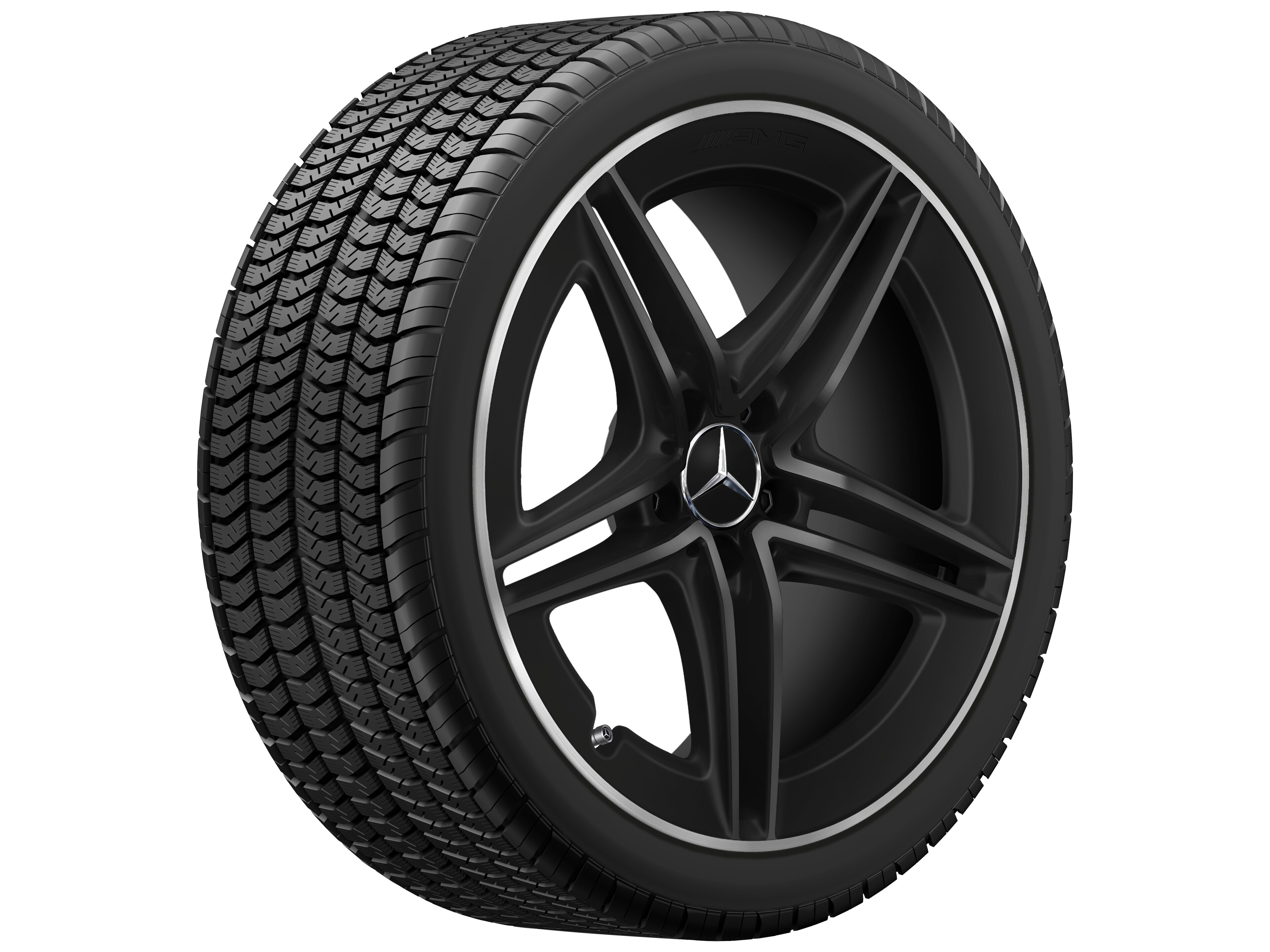 Jante AMG à 5 doubles branches, 48,3 cm (19 pouces), Rebord de jante, brillant - 9 J x 19 ET 52, noir mat