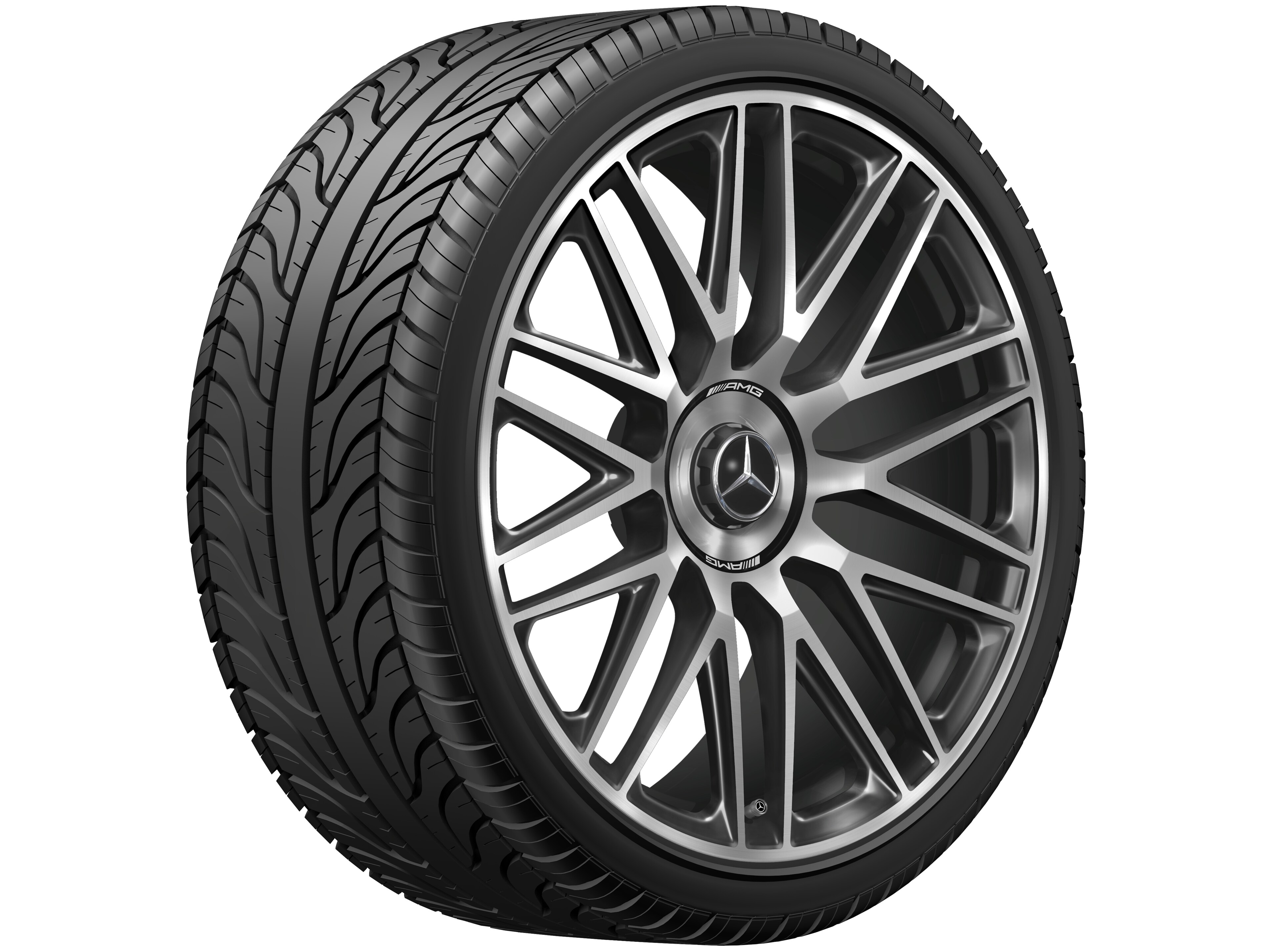 Jante forgée AMG à 10 branches, 53,3 cm (21 pouces) - 9,5 J x 21 ET 33, noir / platine foncé brillant