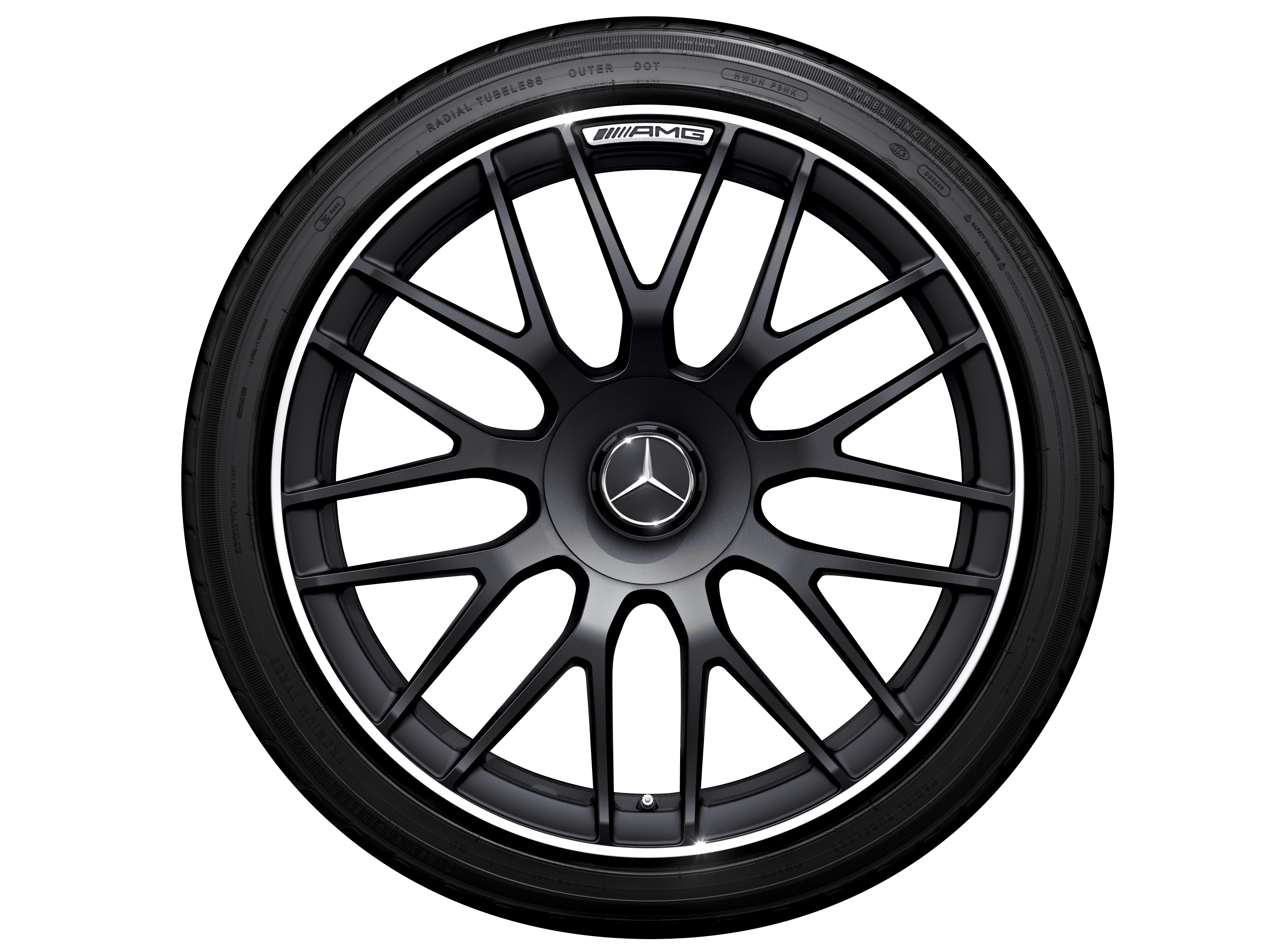 Jante forgée AMG Jante en Y, 48,3 cm (19 pouces), Rebord de jante, brillant - 9,5 J x 19 ET 56, noir mat