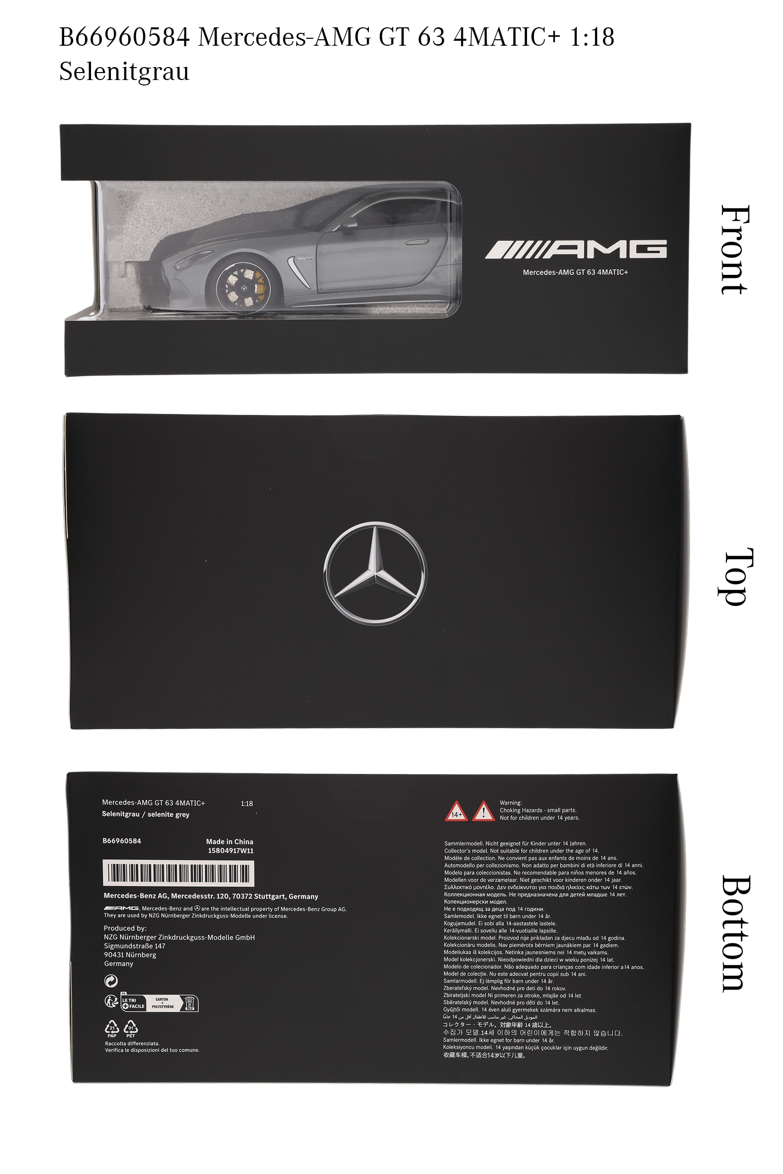 Mercedes-AMG GT 63, C192 - gris sélénite, NZG, 1:18