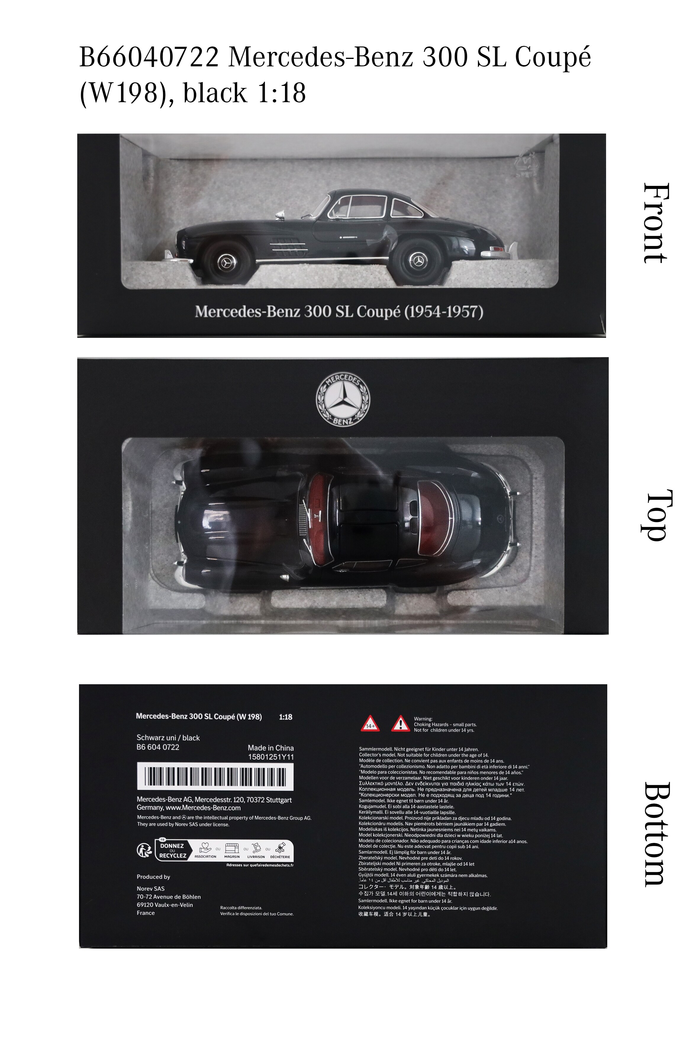 300 SL coupé (1954-1963) W 198 - noir, Norev, 1:18