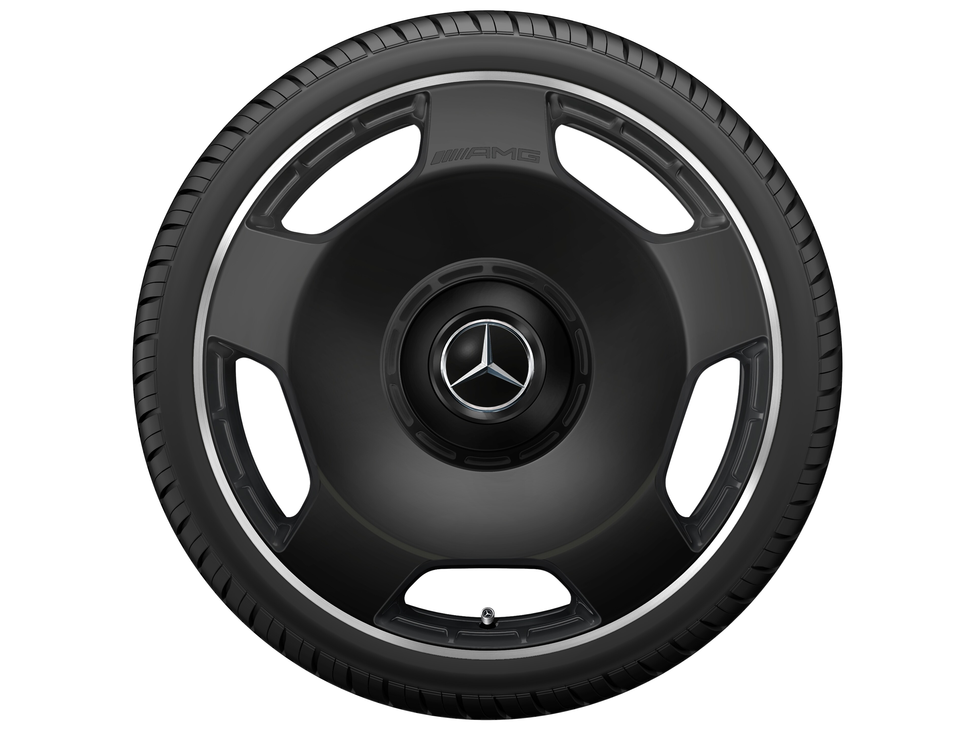 Jante forgée AMG Design 5 trous, 55,9 cm (22 pouces), Rebord de jante, brillant - 10 J x 22 ET 36, noir mat, Rebord de jante, brillant