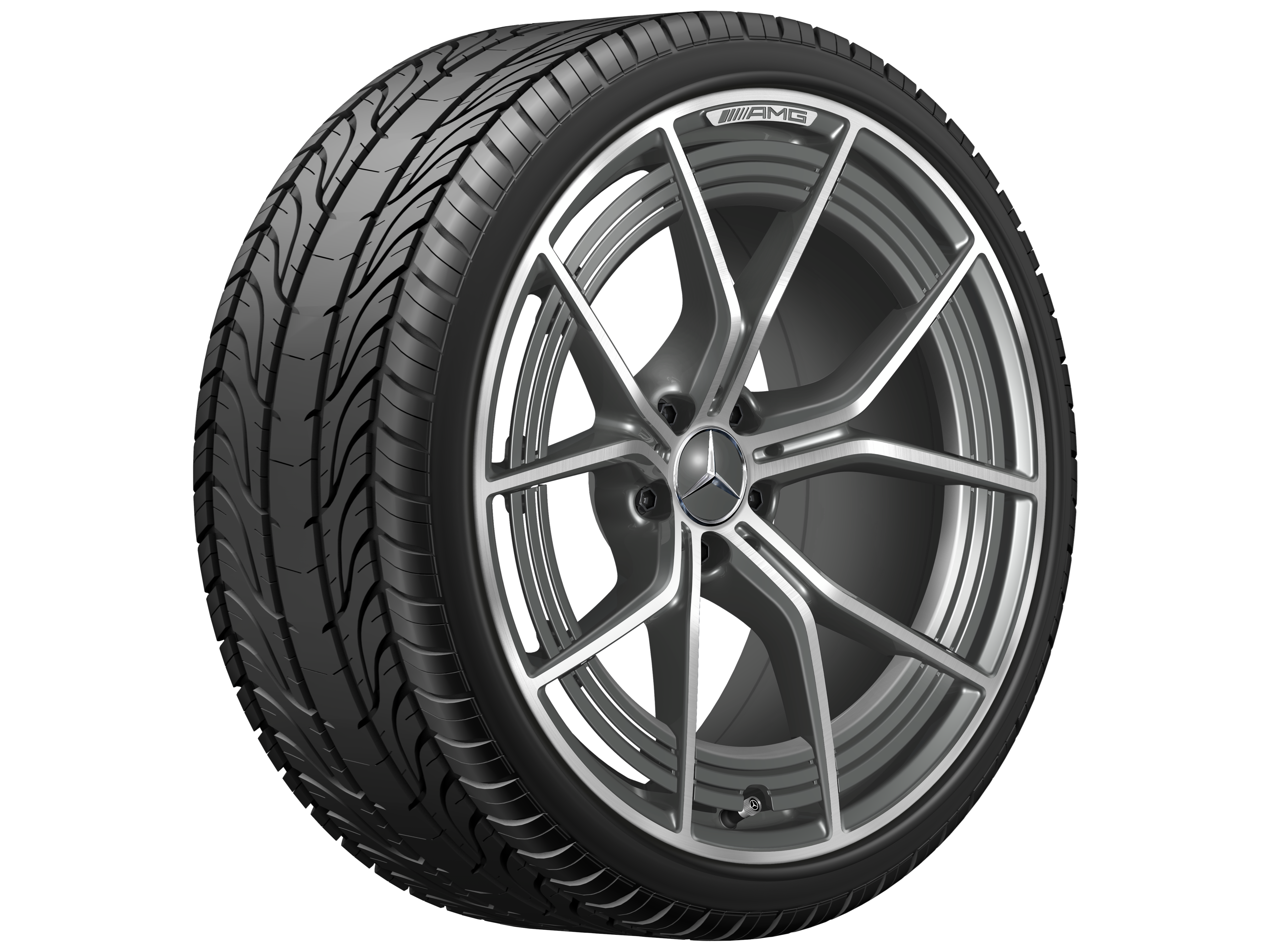 Jante forgée AMG Design à 5 doubles branches, 53,3 cm (21 pouces) - 11 J x 21 ET 60, gris tantale, finition brillante