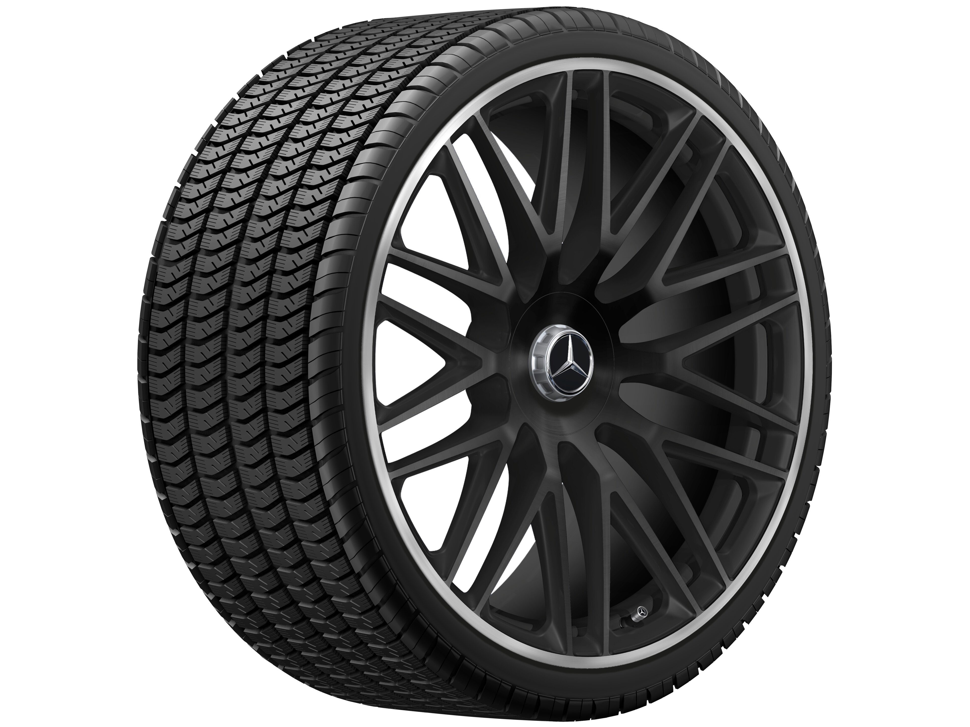 Jante forgée AMG multibranches, 58,4 cm (23 pouces), Rebord de jante, brillant - 11,5 J x 23 ET 47, noir mat, Rebord de jante, brillant