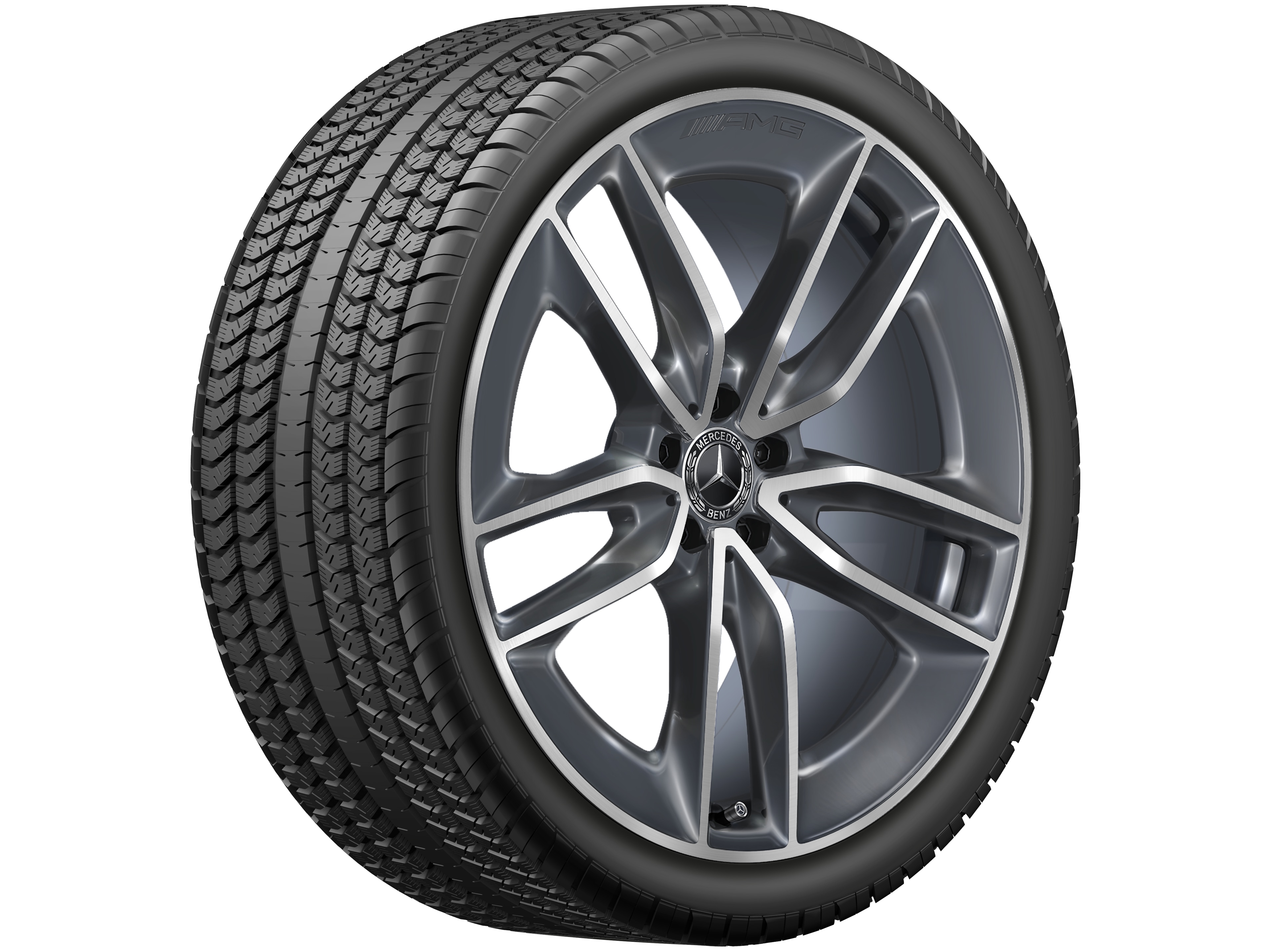 Jante AMG à 5 doubles branches, 55,9 cm (22 pouces) - 11 J x 22 ET 50, gris trémolite métallisé, finition brillante