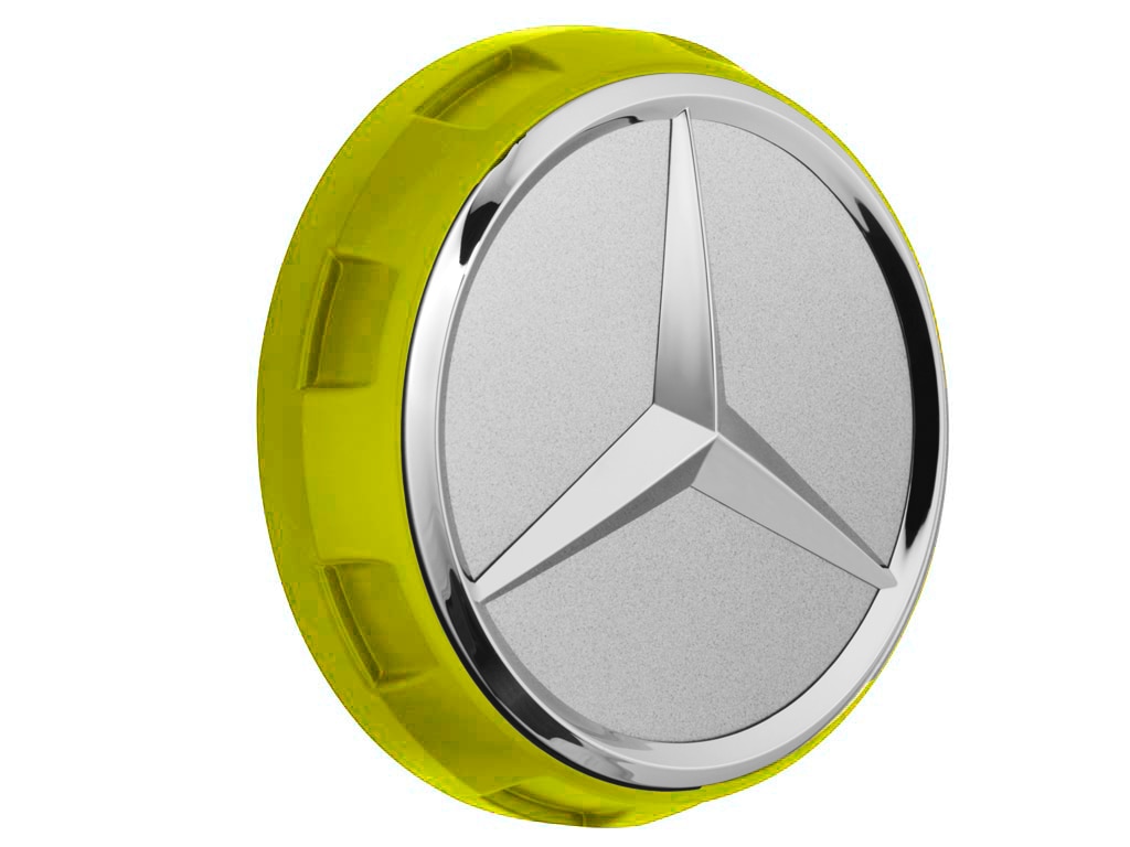 Cache-moyeux AMG, Design d'écrou de roue central, pour diamètre de trou de centrage de 71,8 mm - jaune