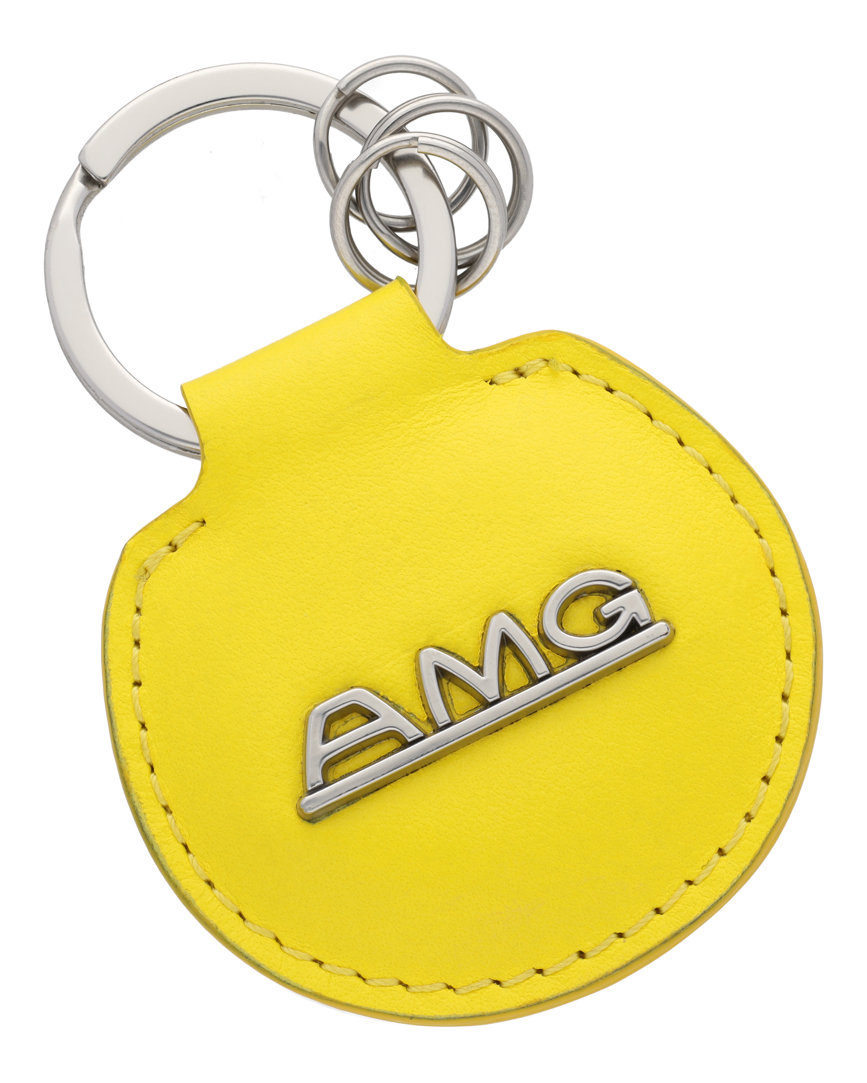 Porte-clés AMG, Classic - jaune / argenté, Cuir de veau / Acier inoxydable