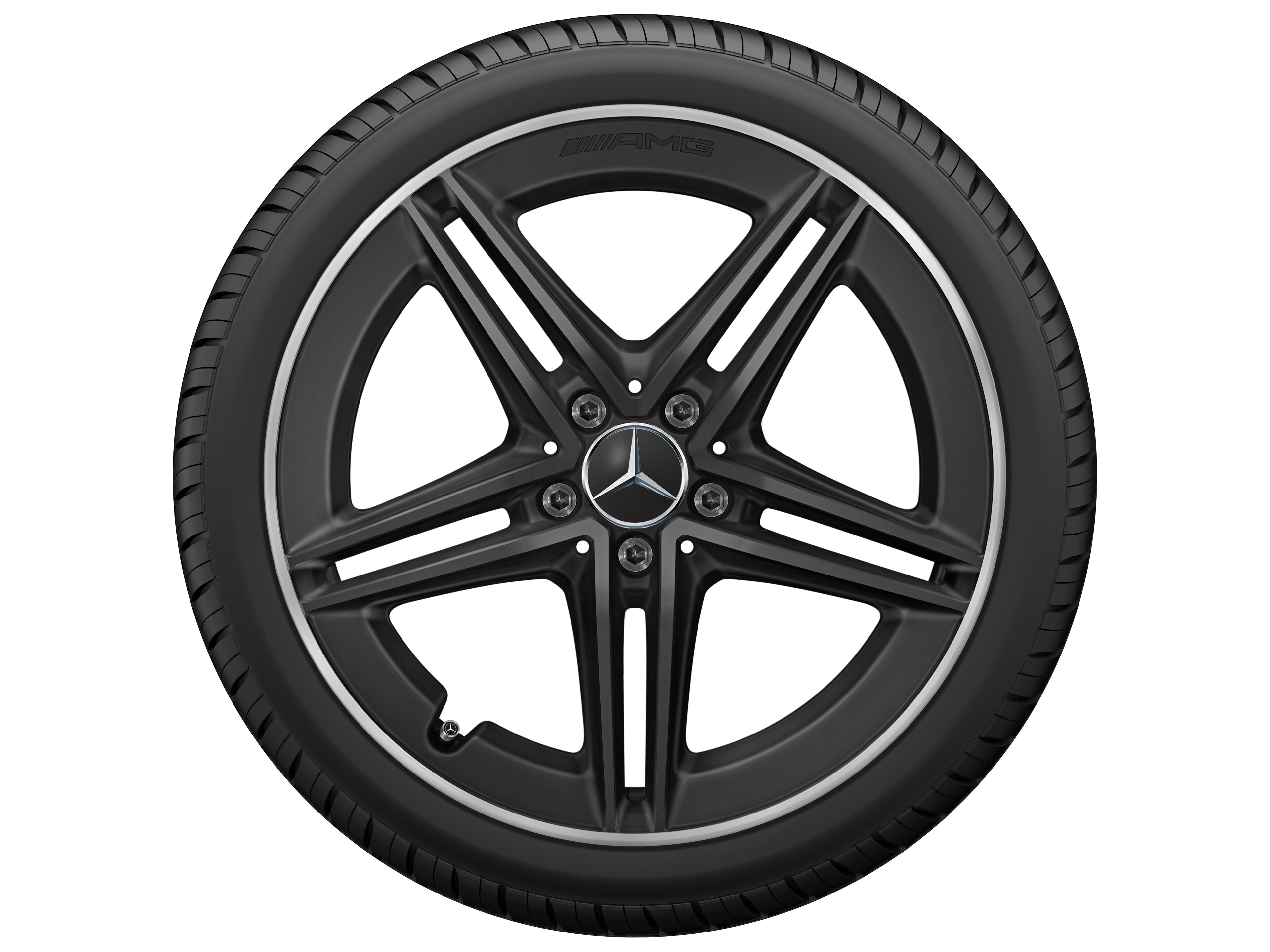 Jante AMG à 5 doubles branches, 48,3 cm (19 pouces), Rebord de jante, brillant - 9 J x 19 ET 52, noir mat