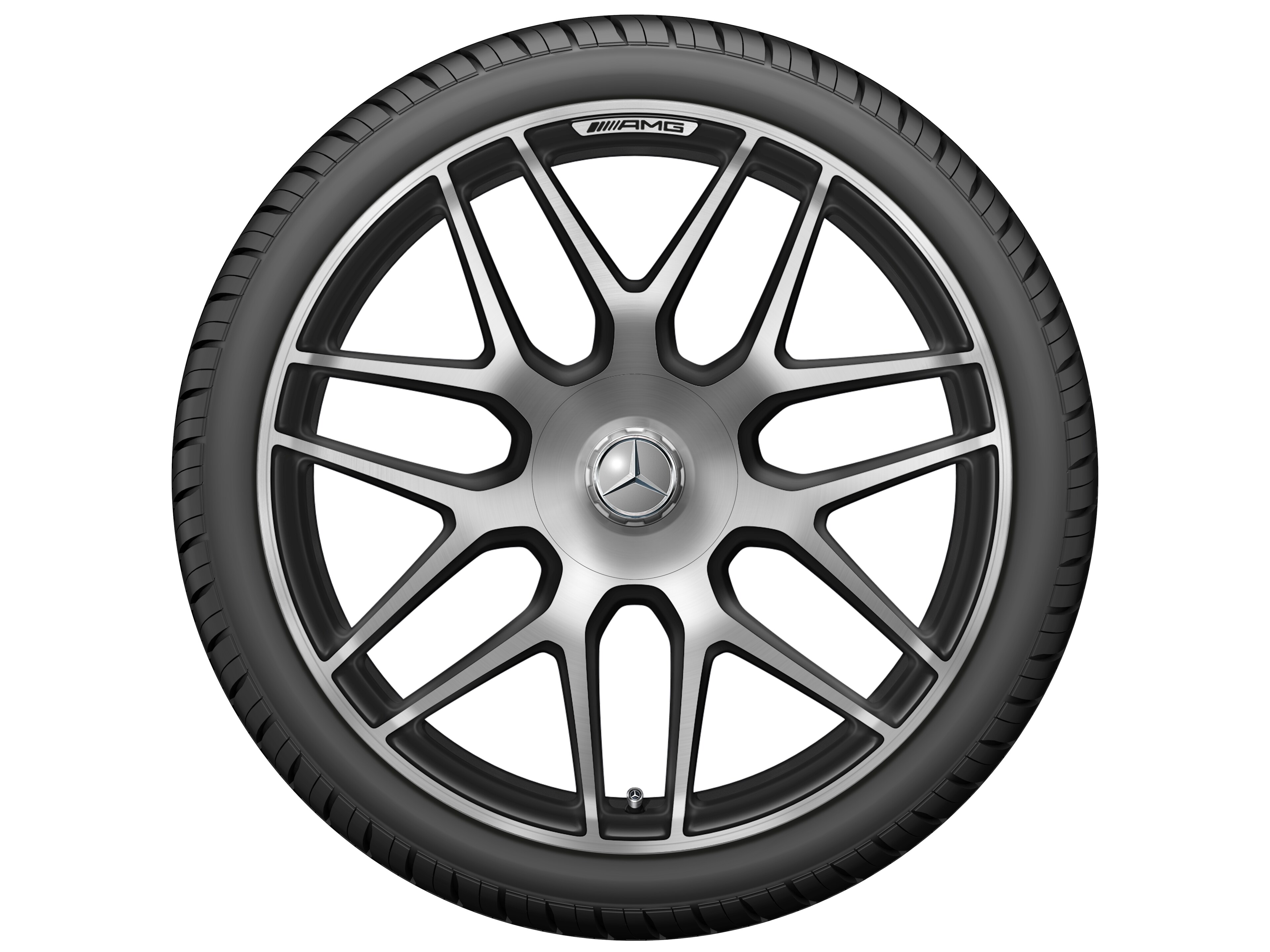 Jante forgée AMG Jante en Y, 55,9 cm (22 pouces) - 10 J x 22 ET 36, noir mat, finition brillante
