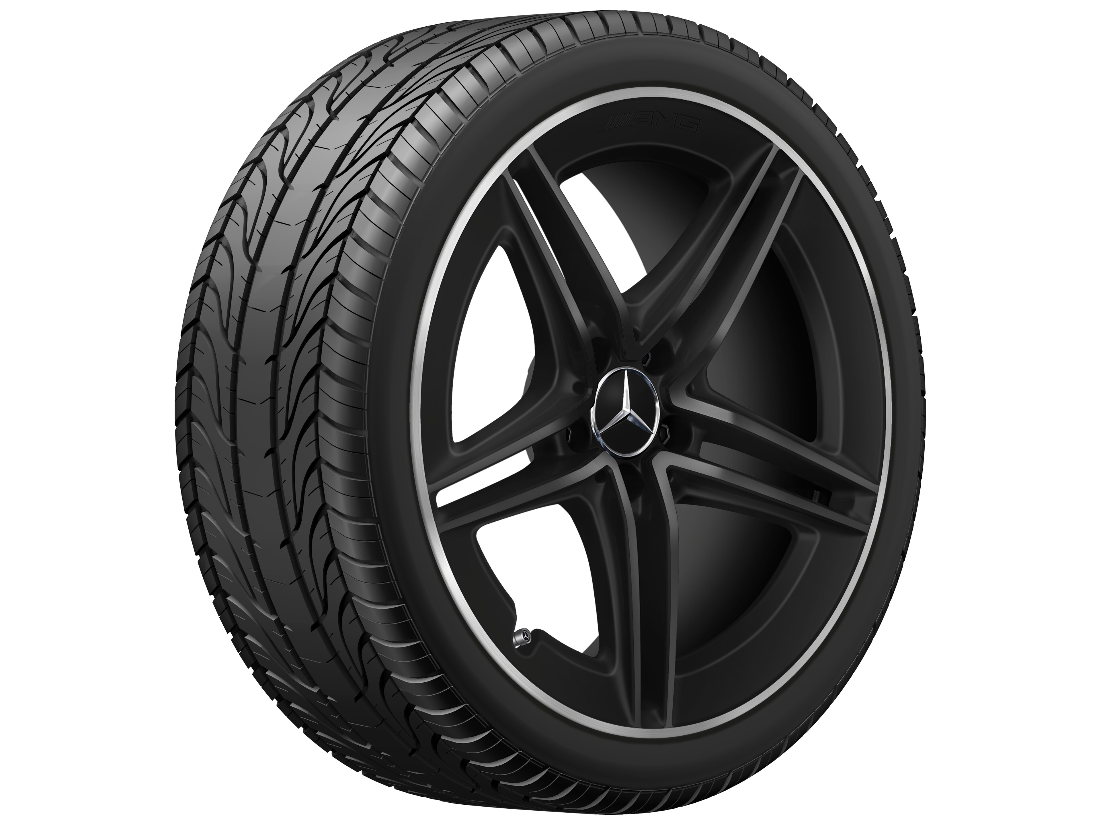 Jante AMG à 5 doubles branches, 48,3 cm (19 pouces), Rebord de jante, brillant - 9 J x 19 ET 52, noir mat