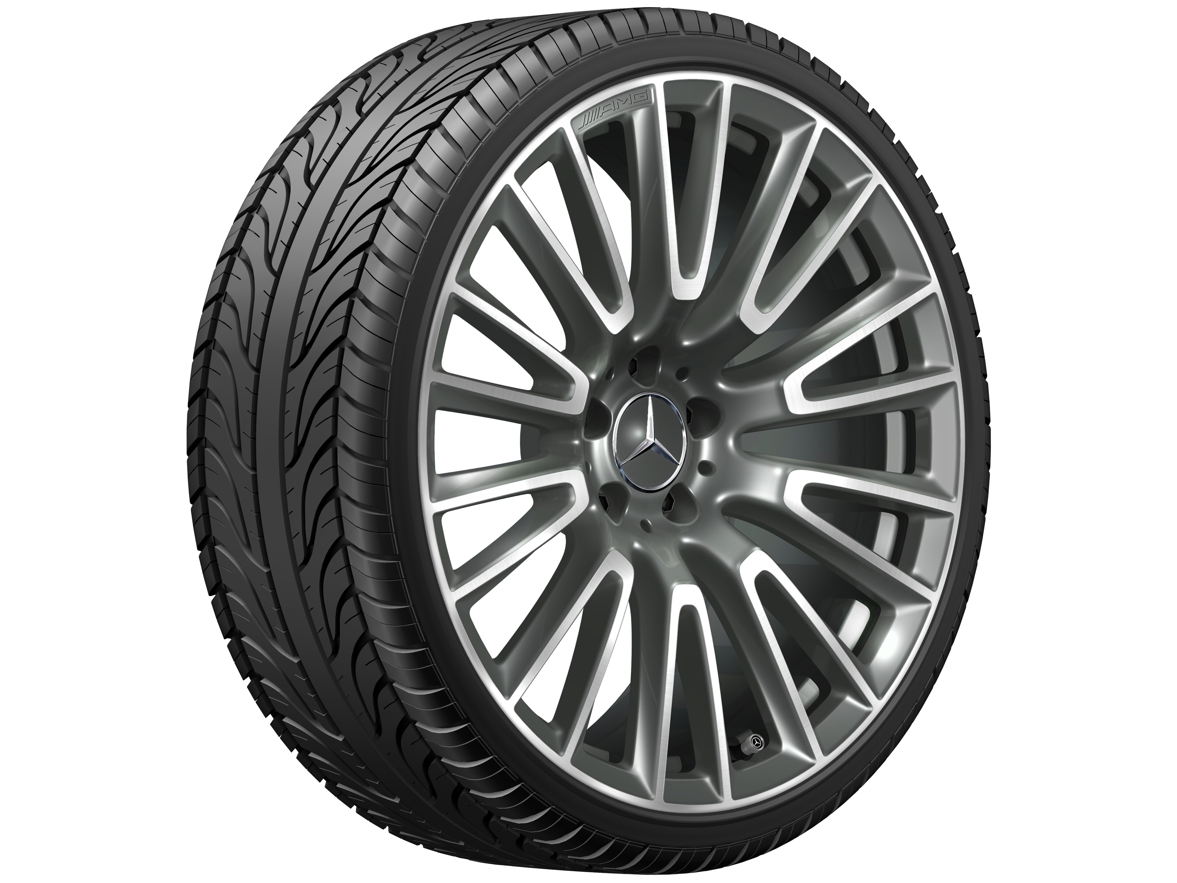 Jante alliage AMG, Design à 10 doubles branches, 50,8 cm (20 pouces) - 10,5 J x 20 ET 43, gris Himalaya, finition brillante