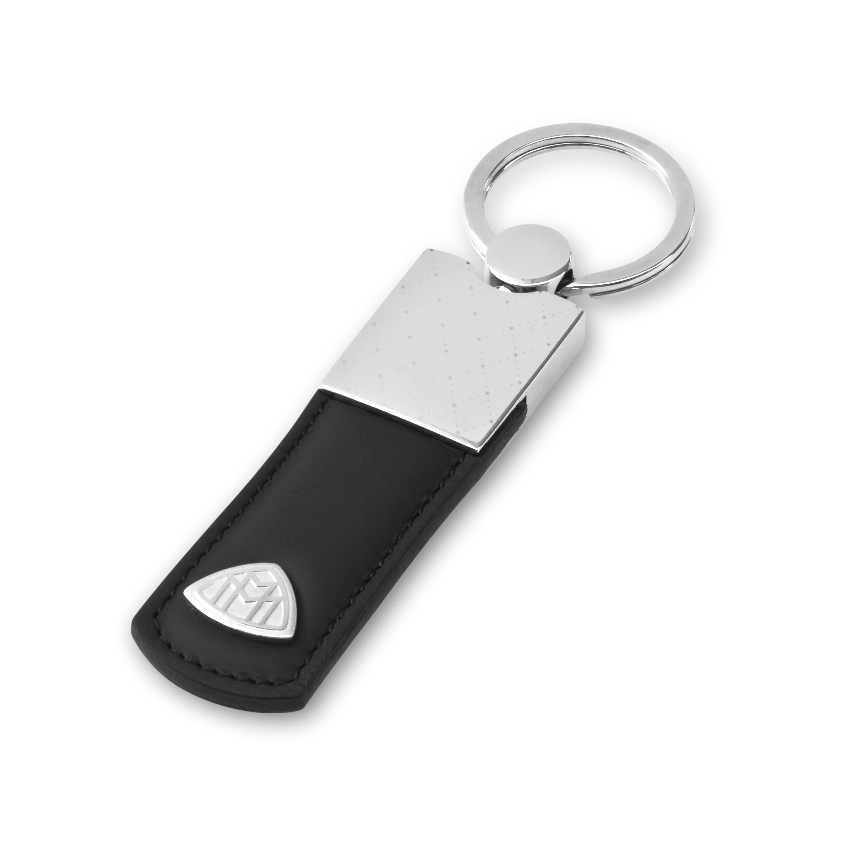 Porte-clés, Mercedes-Maybach, noir - noir / argenté, Cuir / Acier inoxydable