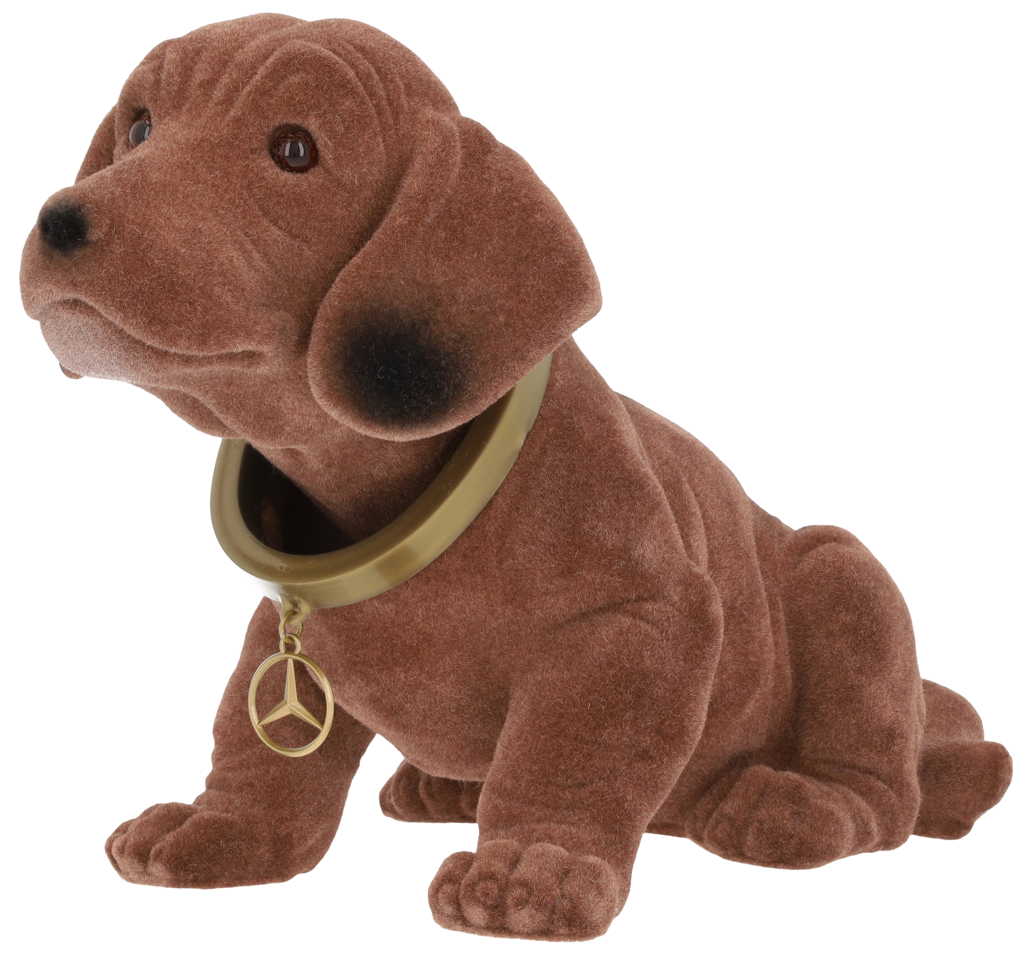 Chien à tête articulée - marron, Matière plastique