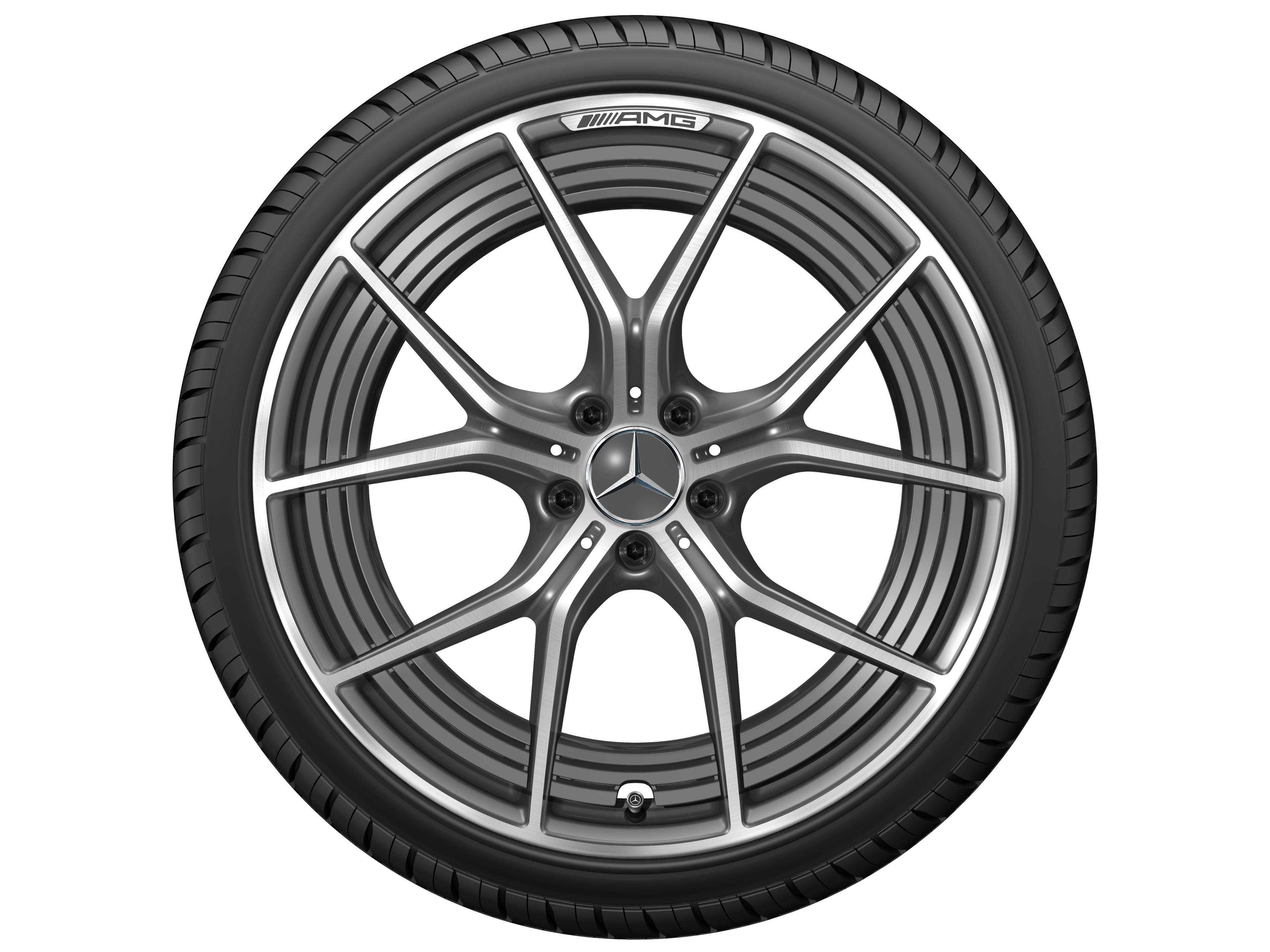 Jante forgée AMG Design à 5 doubles branches, 53,3 cm (21 pouces) - 11 J x 21 ET 60, gris tantale, finition brillante