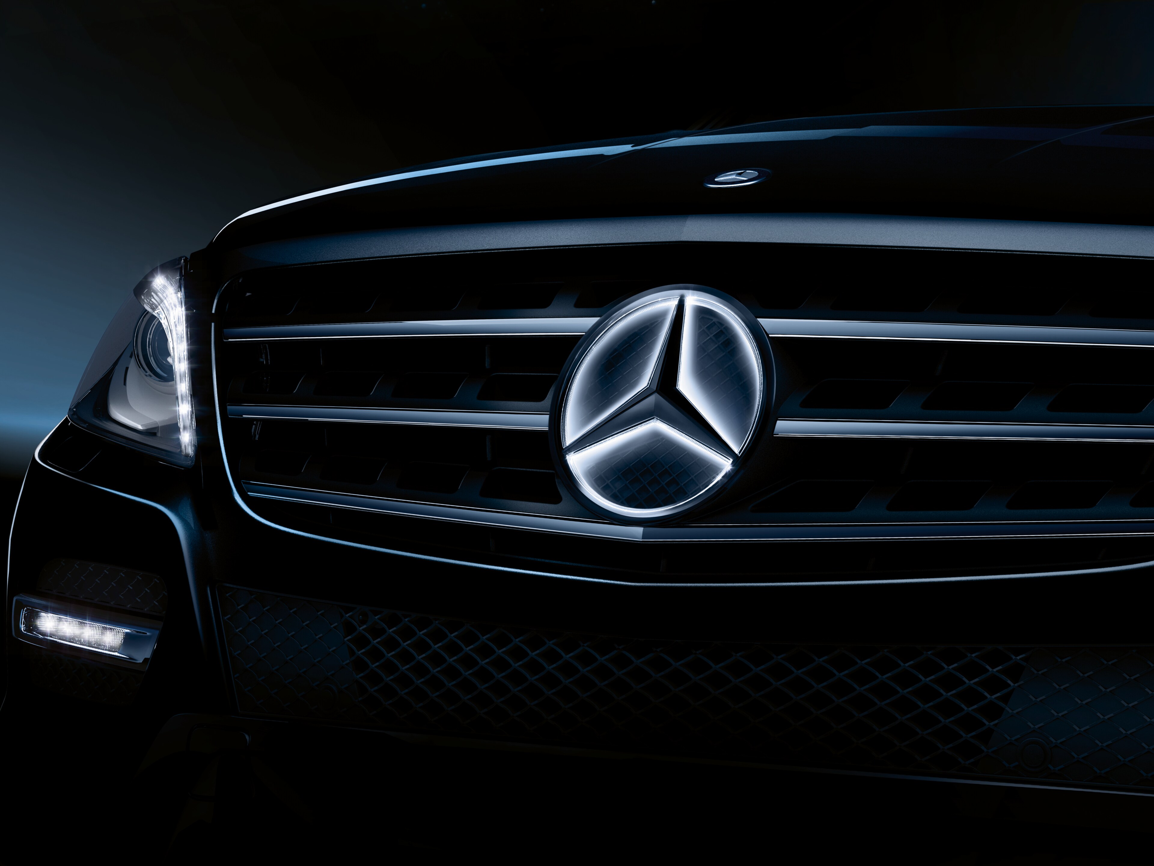 Étoile Mercedes éclairée, Calculateur, éclairage permanent - noir