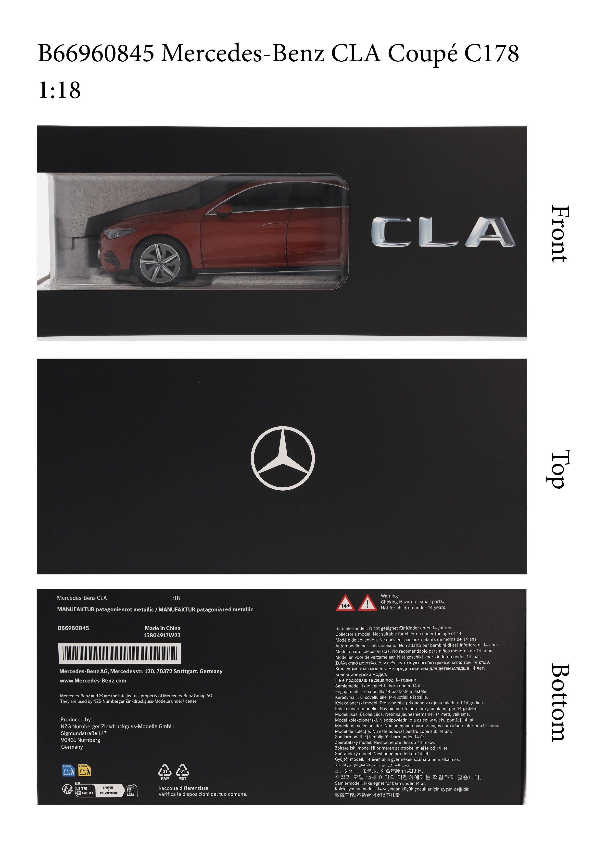 CLA Coupé, C178 - MANUFAKTUR rouge Patagonie métallisé, NZG, 1:18