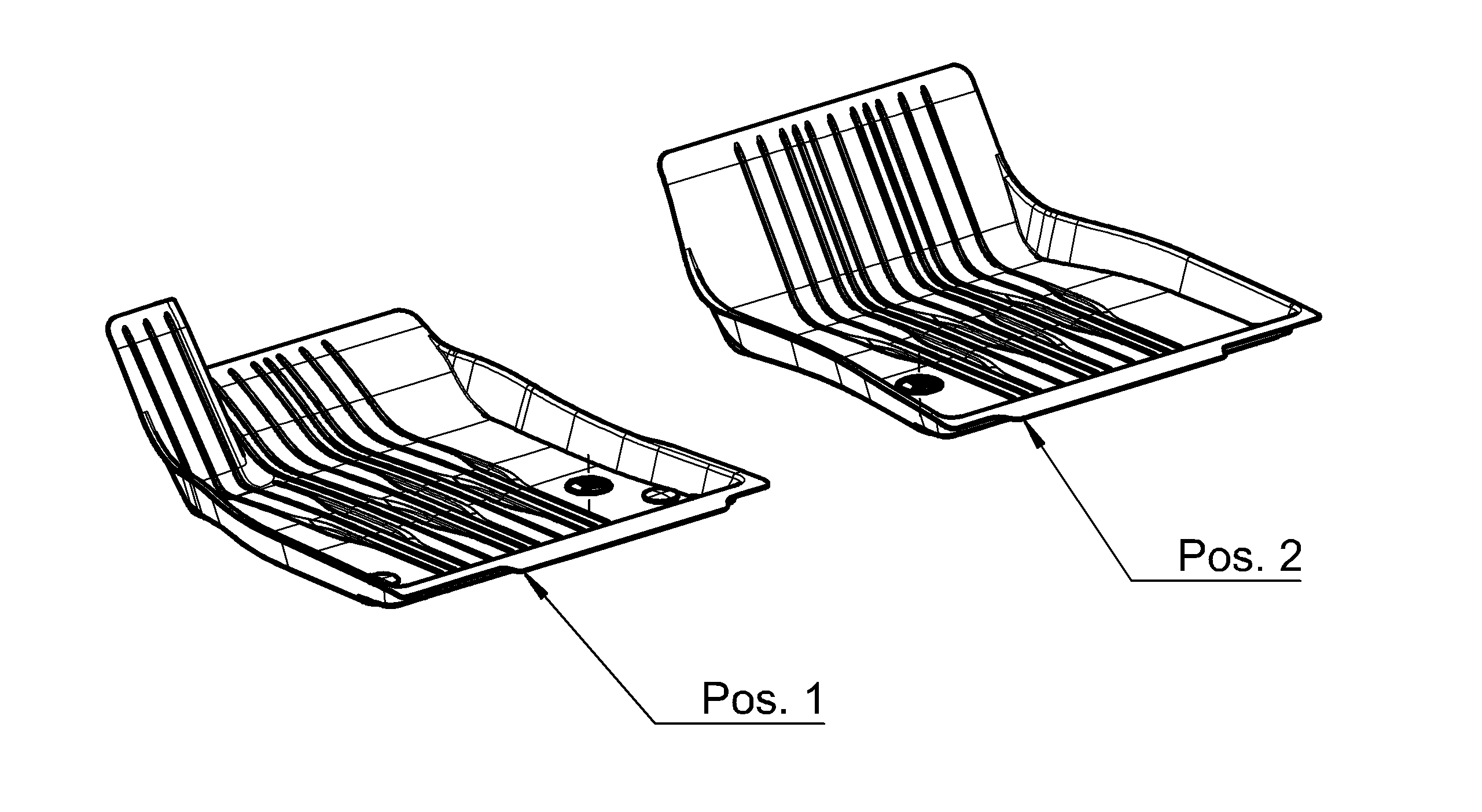 Tapis toutes saisons Dynamic Lines, Tapis de sol conducteur / passager avant, 2 pièces - LL, noir