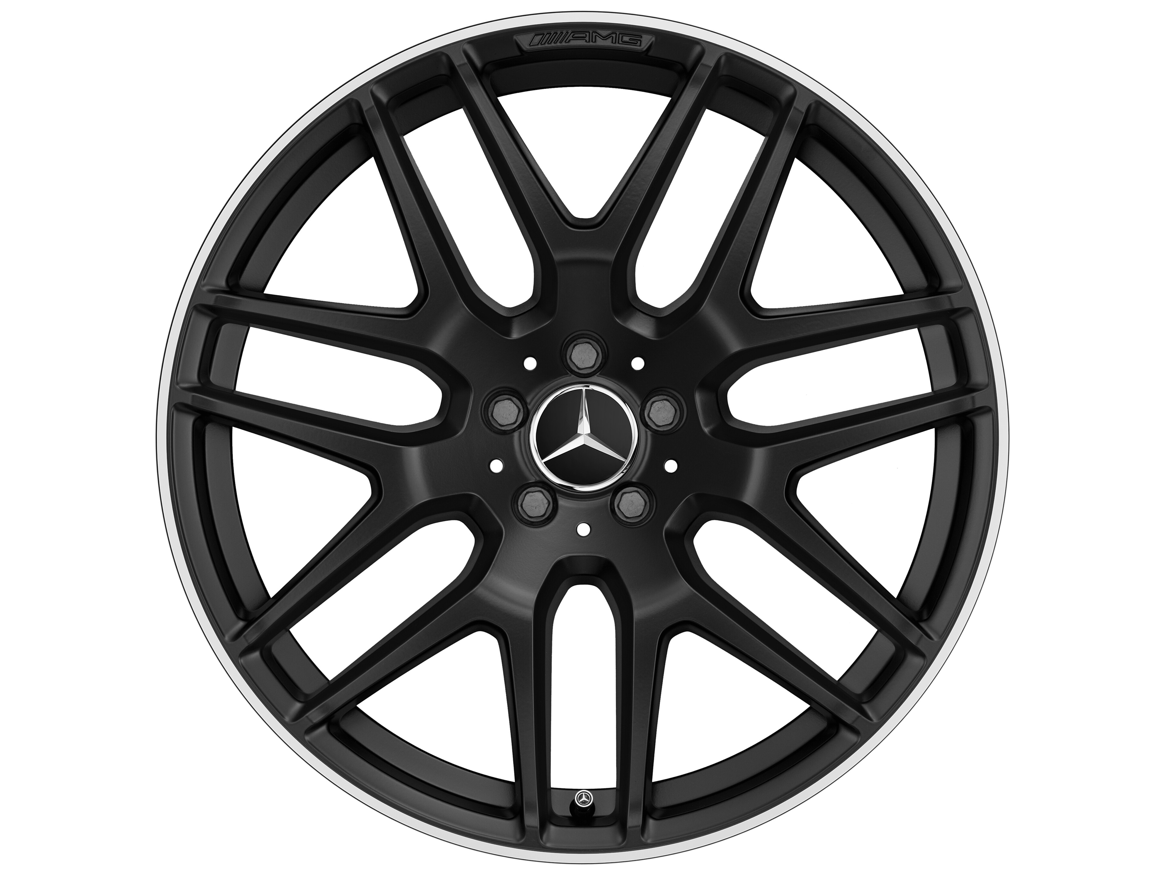 Jante alliage AMG, Jante en Y, 53,3 cm (21 pouces), Rebord de jante, brillant - 10 J x 21 ET 46, noir mat, Rebord de jante, brillant