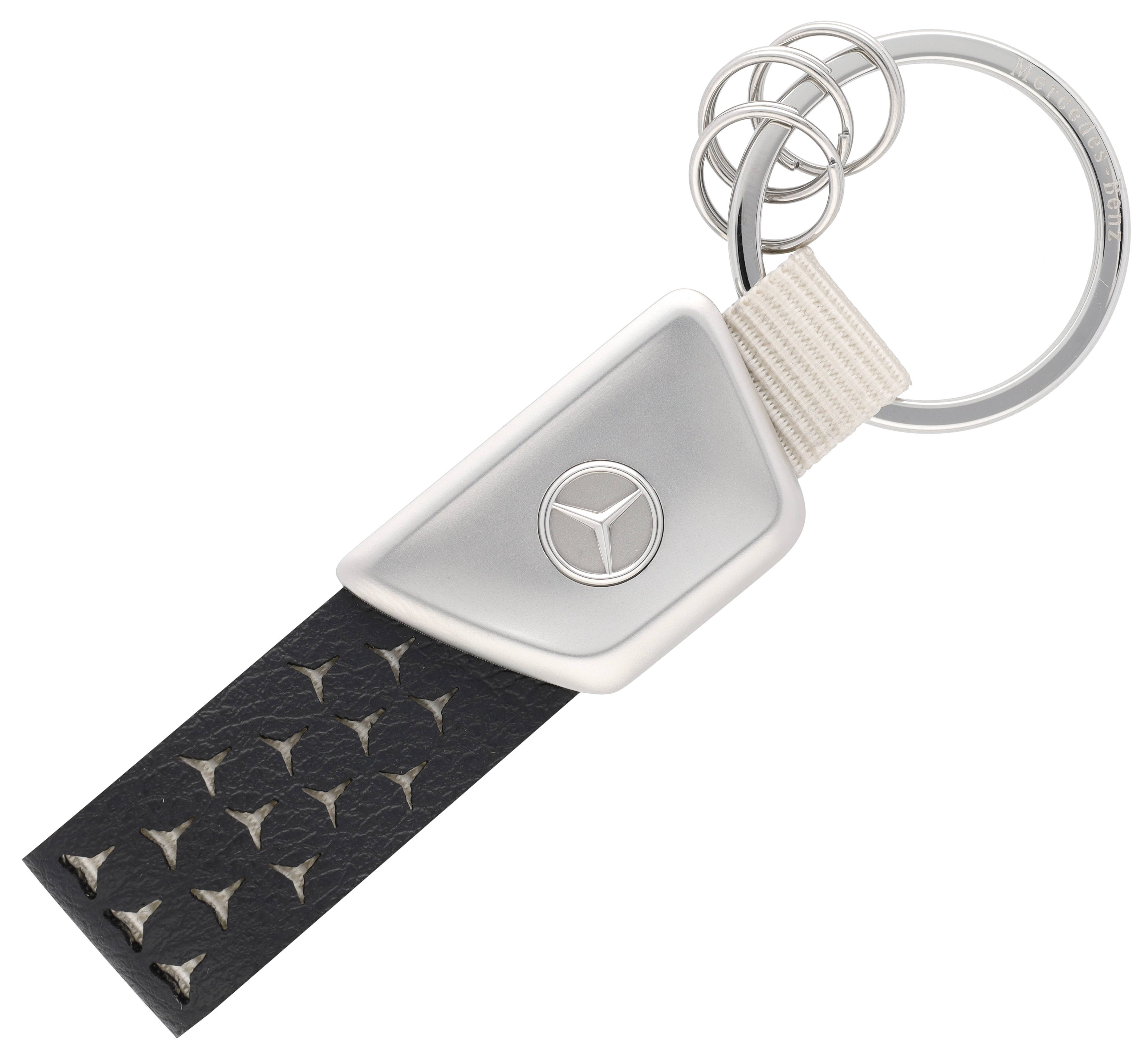 Porte-clés, Logo - noir / argenté, Acier inoxydable / Cuir de pomme (végan) / Nylon
