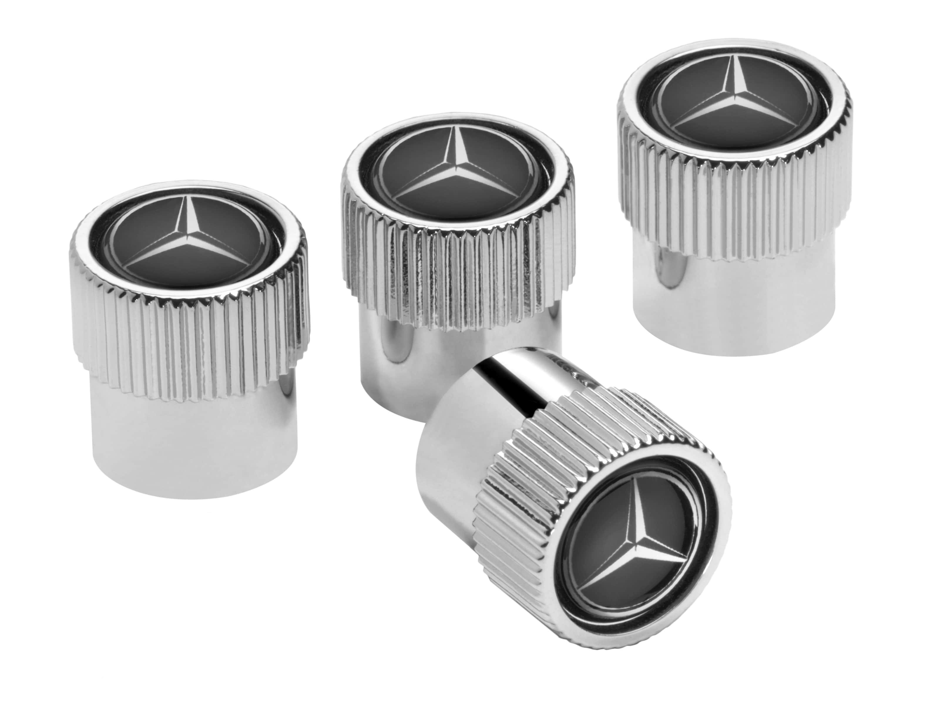 Capuchons de valve, Jeu de 4 pièces - chrome, Matière plastique