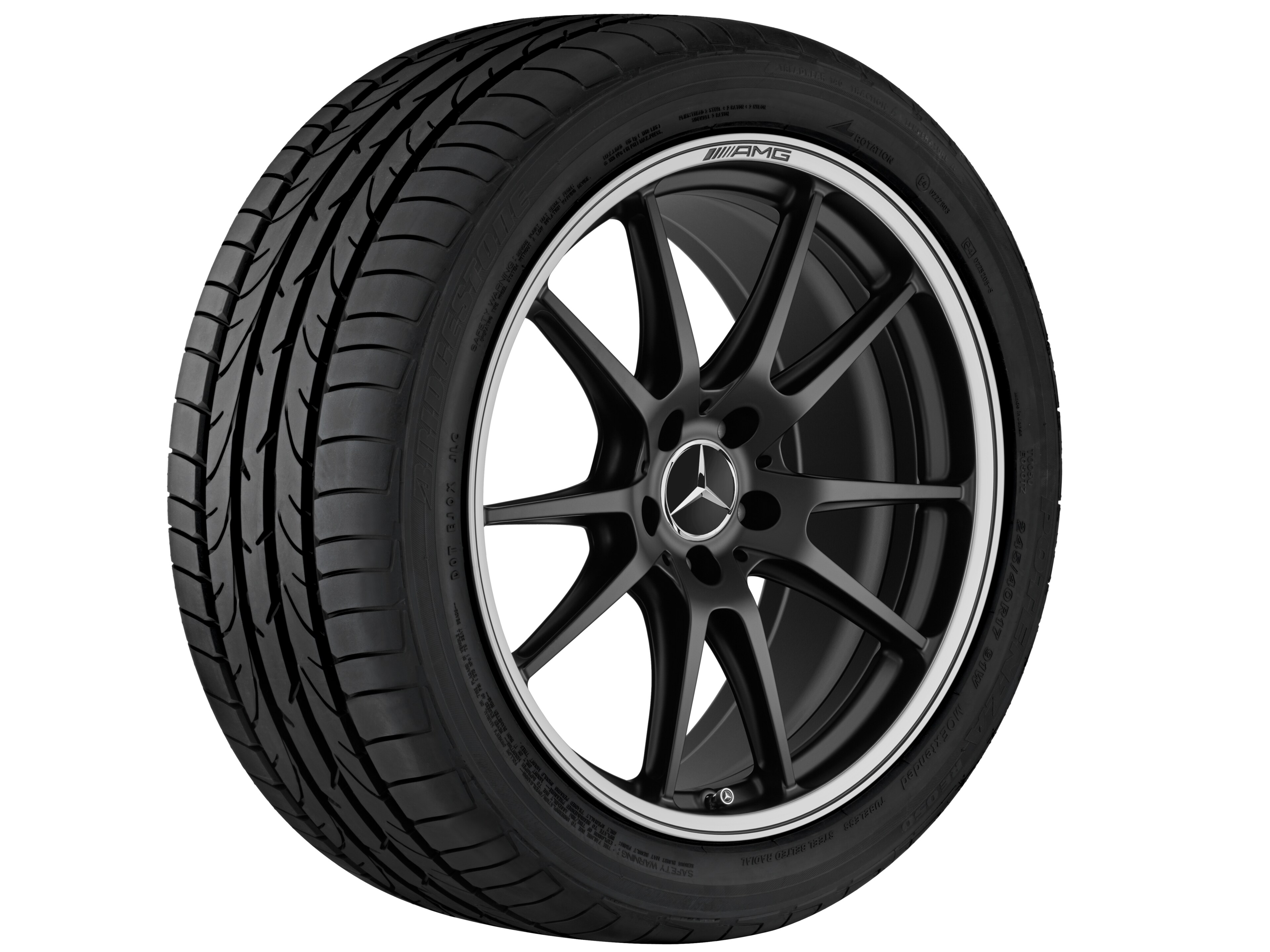 Jante forgée AMG Design à 5 doubles branches, 50,8 cm (20 pouces), Rebord de jante, brillant - 10,5 J x 20 ET 57, noir mat, finition brillante