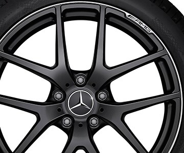 Jante forgée AMG Design à 5 doubles branches, 53,3 cm (21 pouces), Rebord de jante, brillant - 10 J x 21 ET 45, noir mat, Rebord de jante, brillant