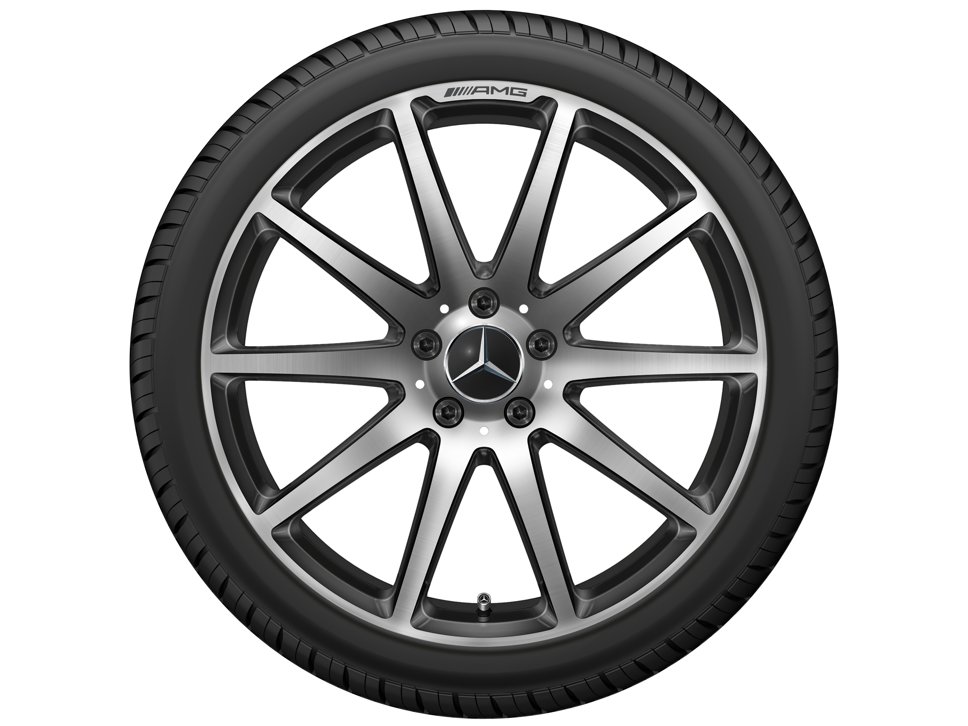 Jante forgée AMG Design à 10 branches, 48,3 cm (19 pouces) - 9 J x 19 ET 27, noir, poli