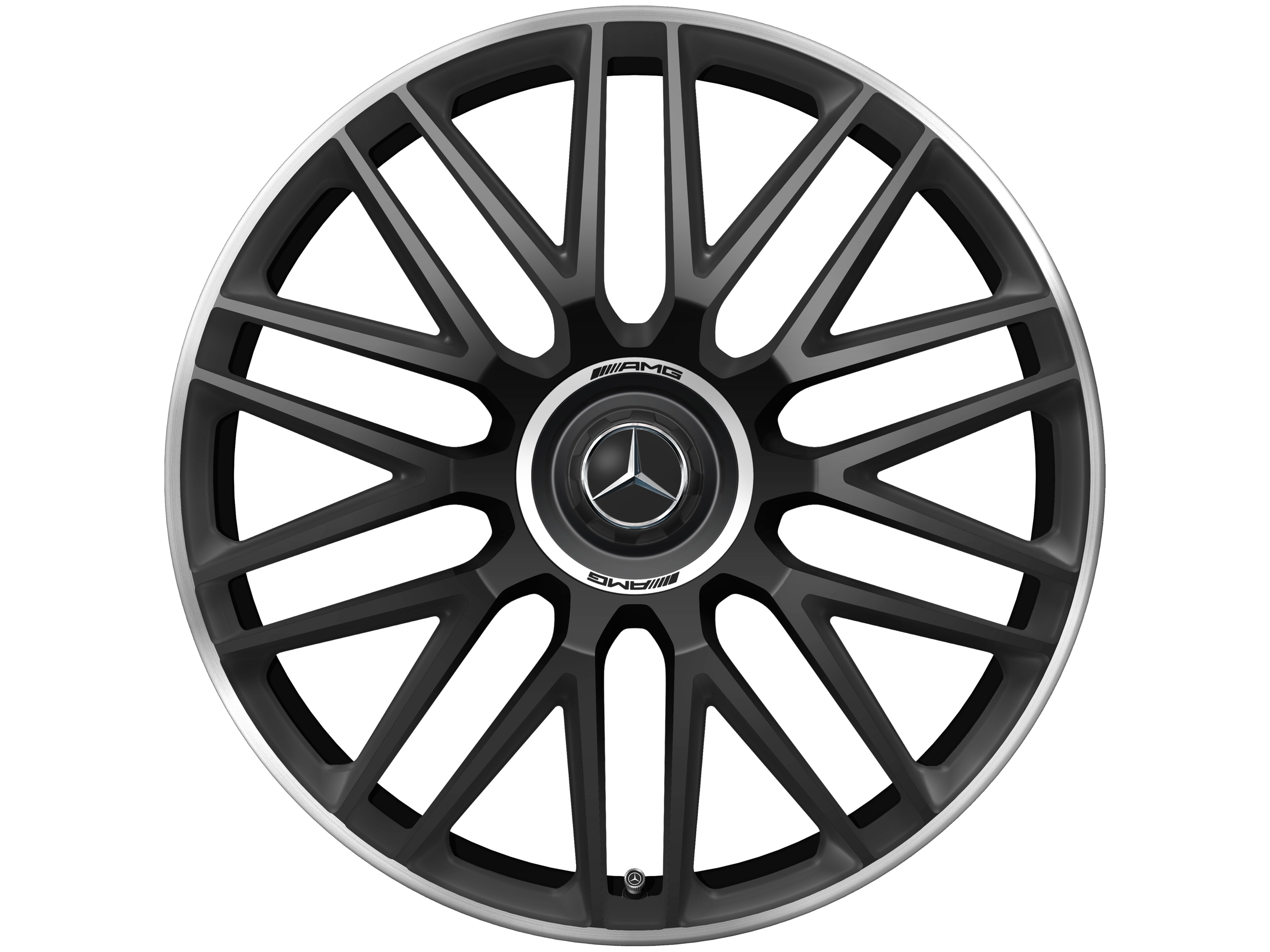 Jante forgée AMG à 10 doubles branches, 53,3 cm (21 pouces), Rebord de jante, brillant - 10,5 J x 21 ET 42, noir mat, Rebord de jante, brillant