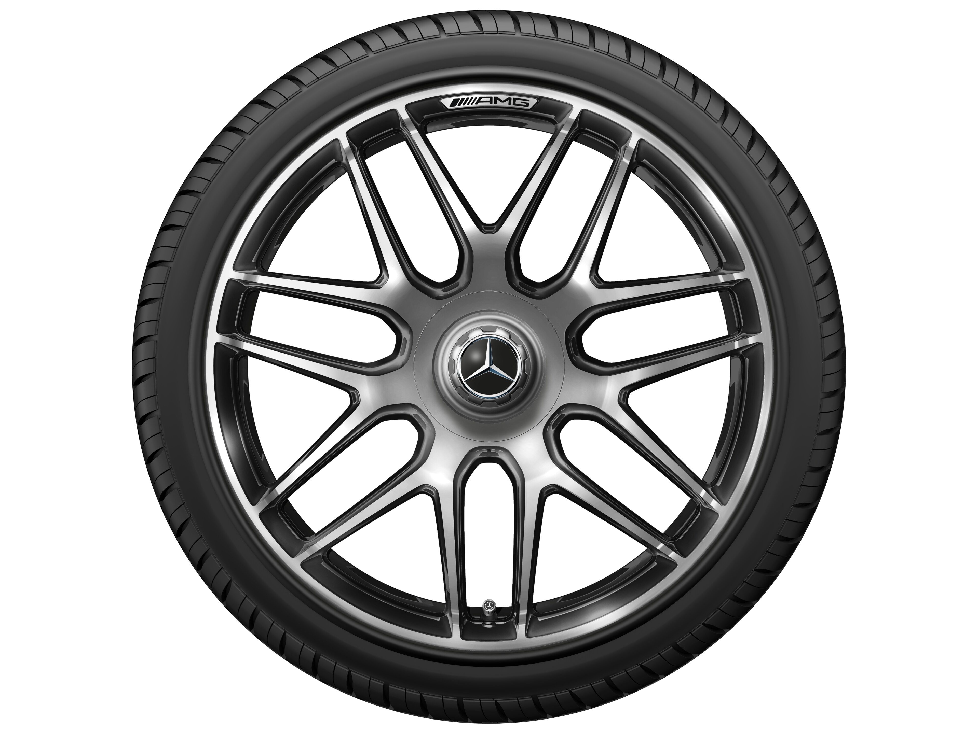 Jante forgée AMG Jante en Y, 50,8 cm (20 pouces), Rebord de jante, brillant - 9,5 J x 20 ET 25, platine foncé brillant, Rebord de jante, brillant