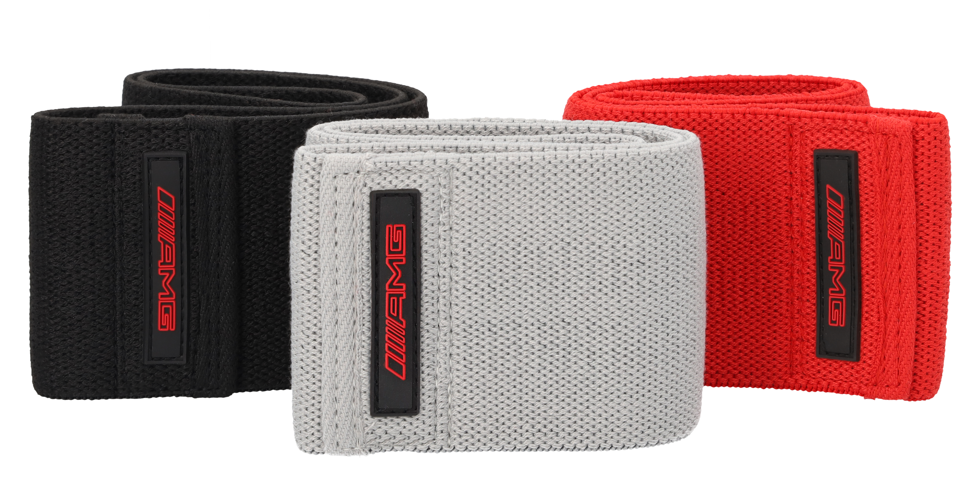 Bandes de remise en forme AMG, Lot de 3 - noir / rouge / gris, Polyester / Latex