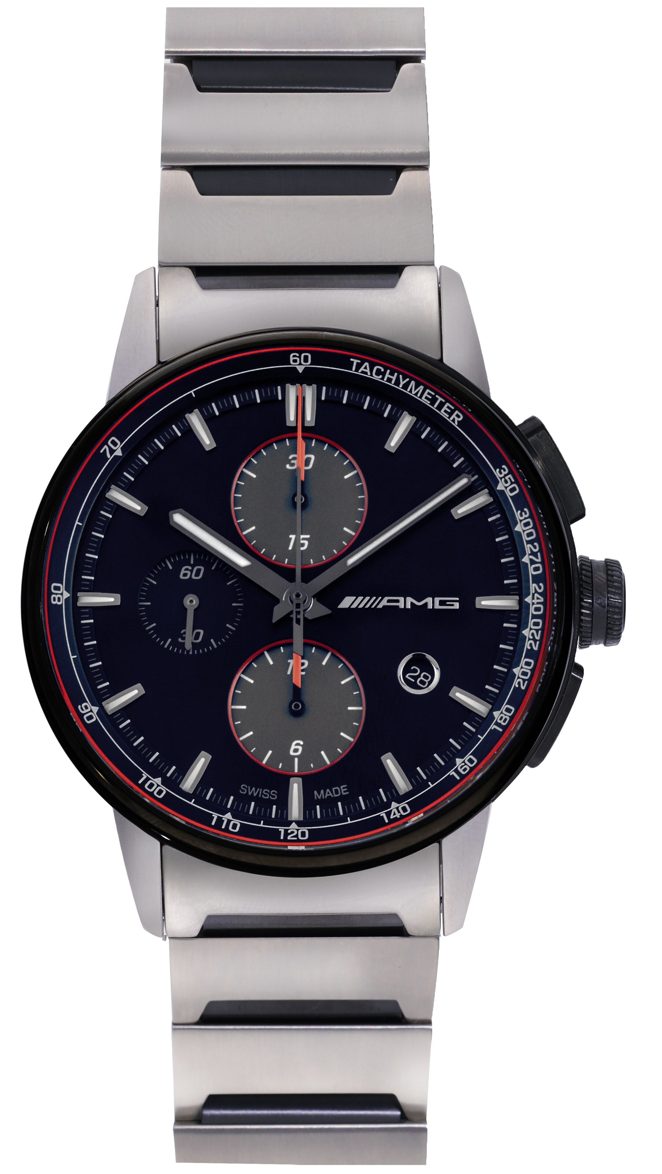 Chronographe automatique AMG, Homme, Business - noir / Anthracite / rouge, Acier inoxydable / Titane
