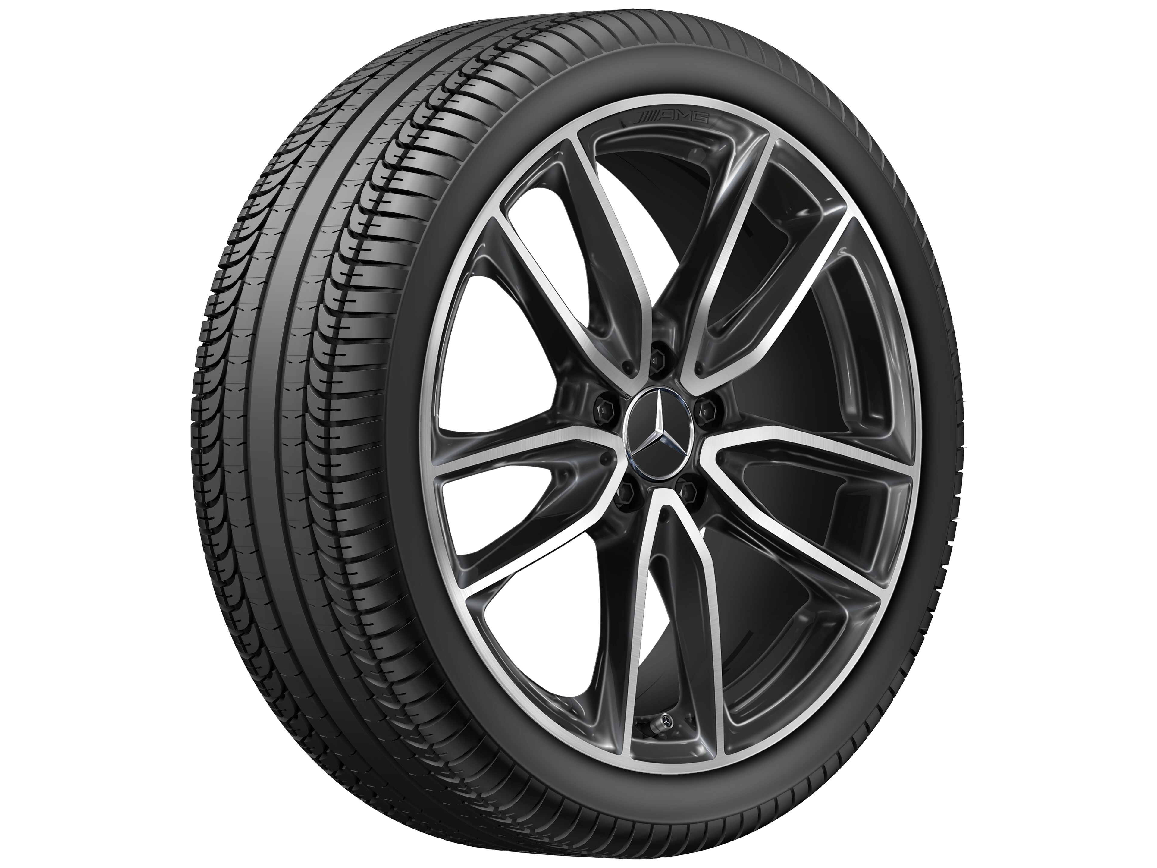 Jante AMG à 5 doubles branches, 48,3 cm (19 pouces) - 7,5 J x 19 ET 49, noir, finition brillante