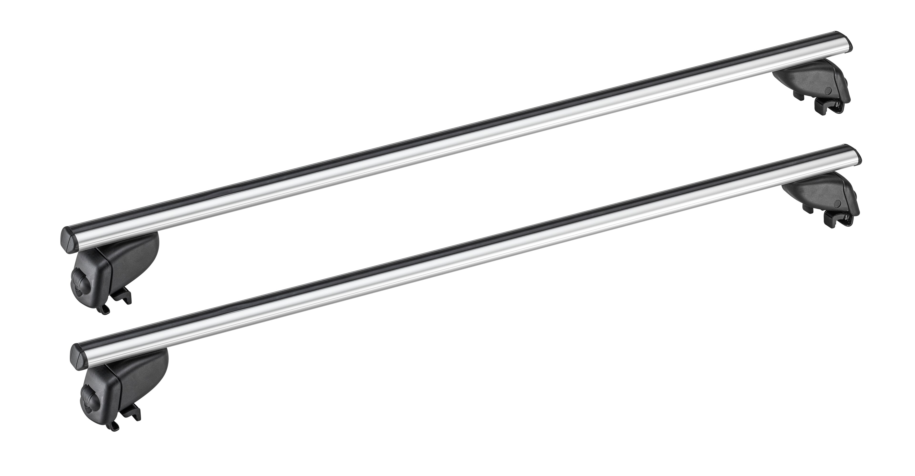 Barres de toit pour véhicule avec rampe de toit Alustyle, deux ponts transversaux - Aluminium / Matière plastique, argenté / noir