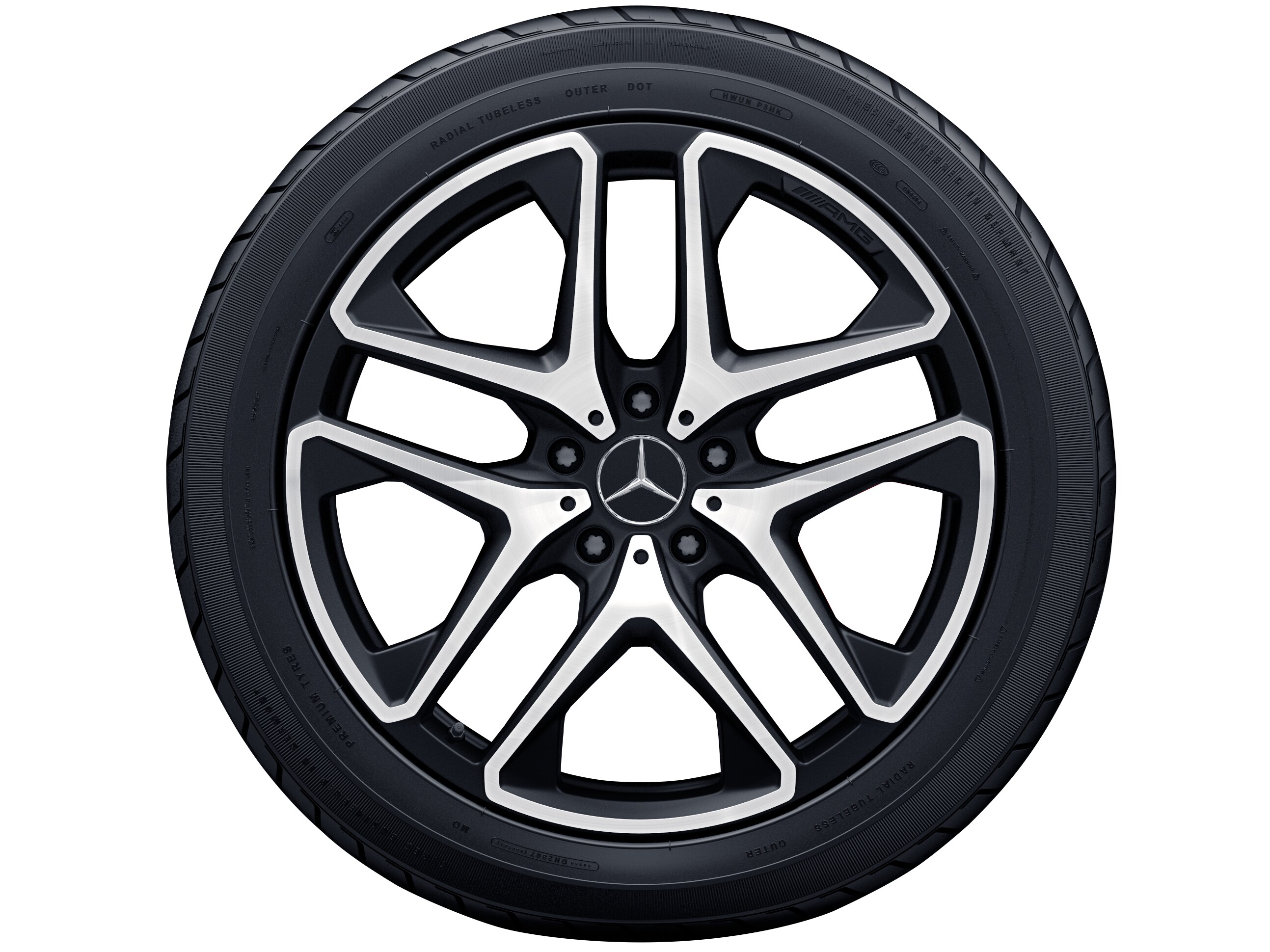 Jante AMG à 5 doubles branches, 53,3 cm (21 pouces) - 10 J x 21 ET 33, noir mat, finition brillante