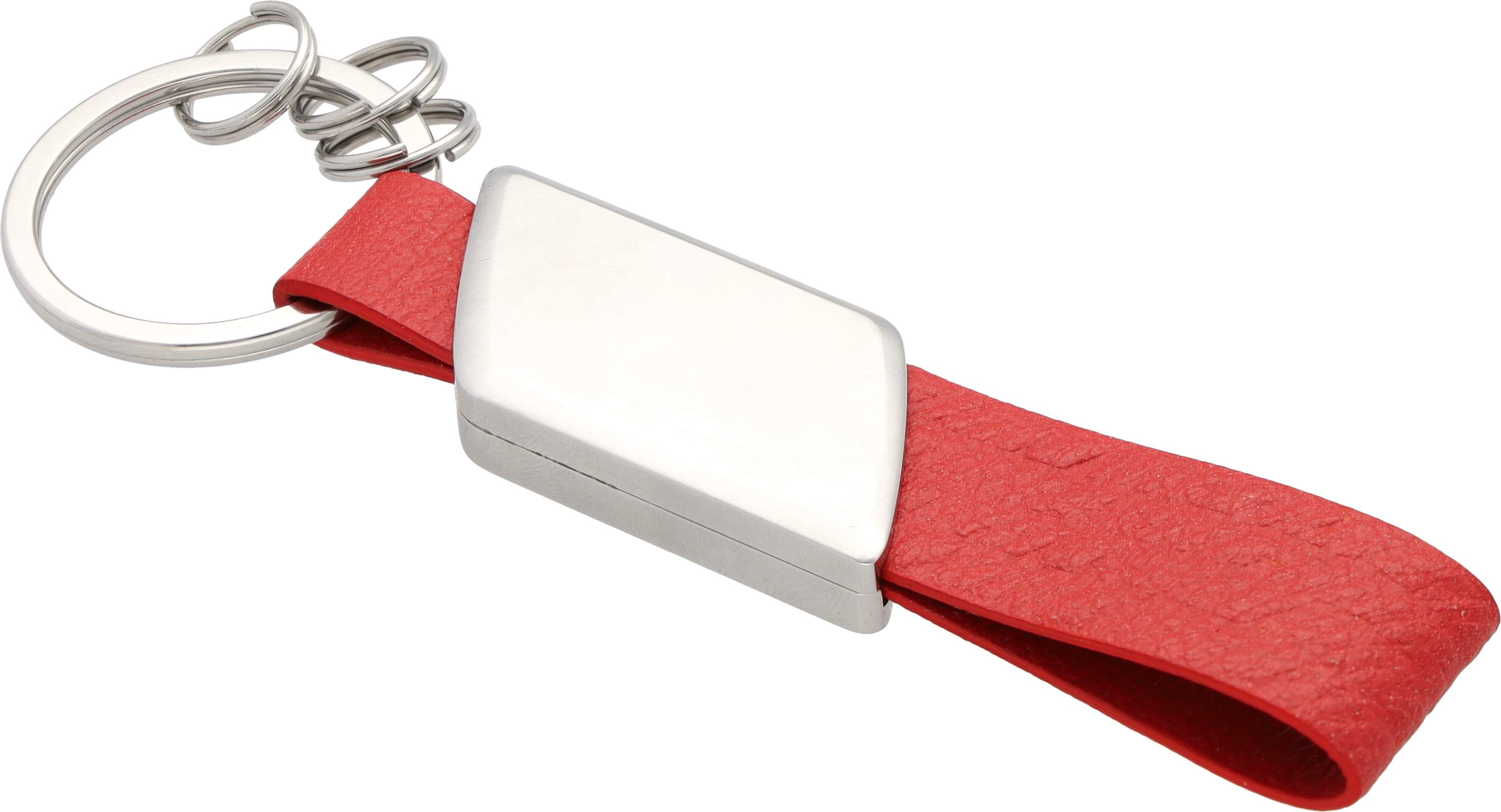 Porte-clés AMG - rouge / argenté, Acier inoxydable / Cuir de pomme (végan)
