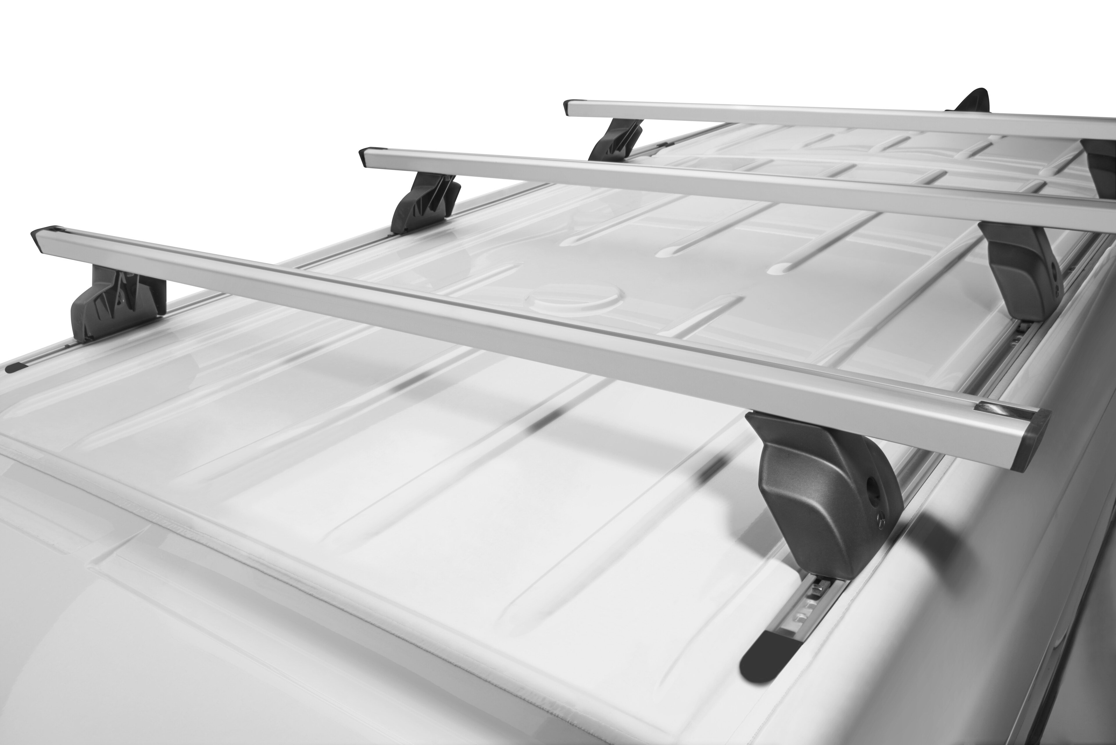 Barres de toit, trois ponts transversaux - Aluminium / Acier, argenté / noir