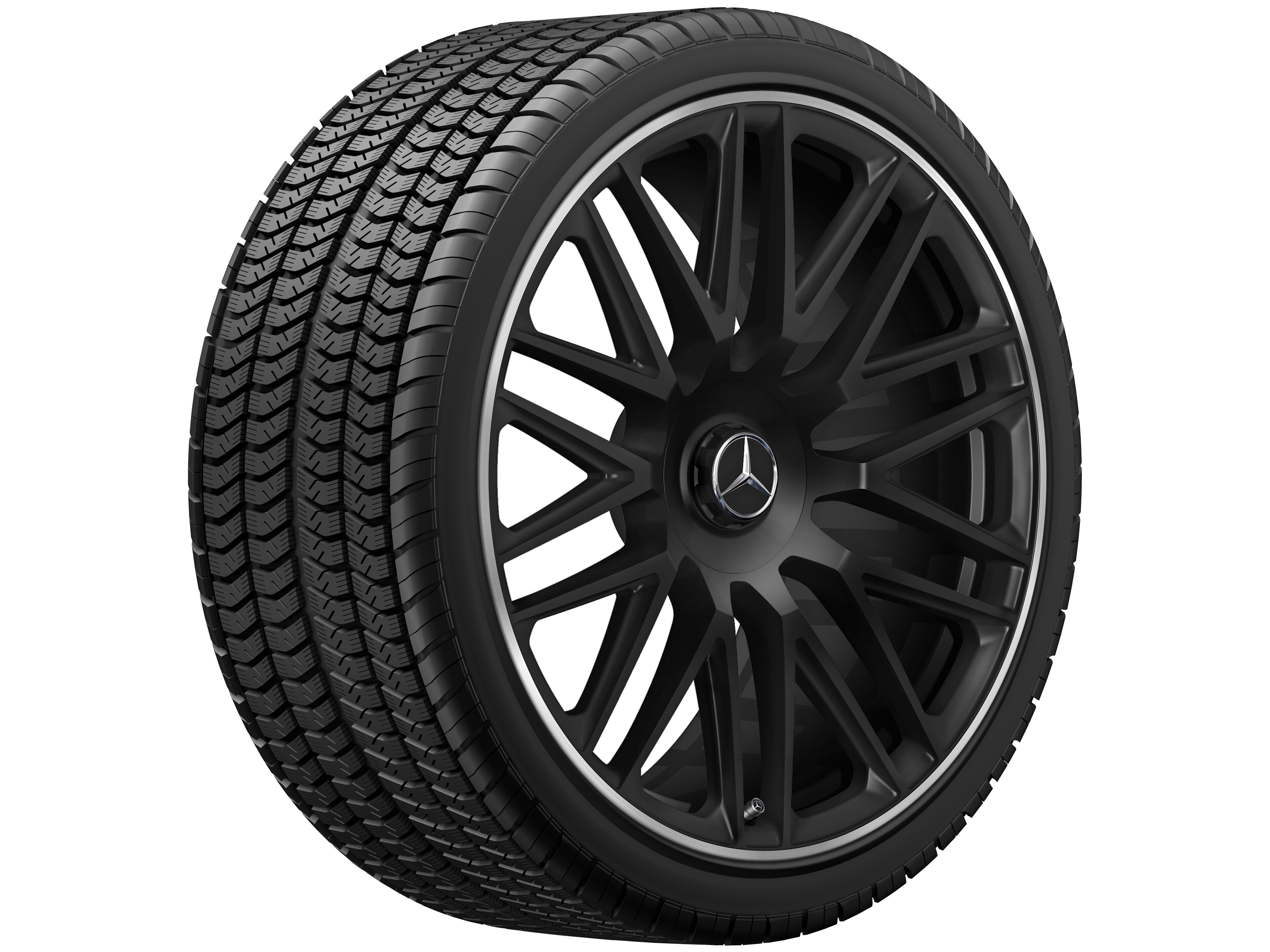 Jante forgée AMG à 10 branches, 53,3 cm (21 pouces) - 10,5 J x 21 ET 50, noir mat, Rebord de jante, brillant